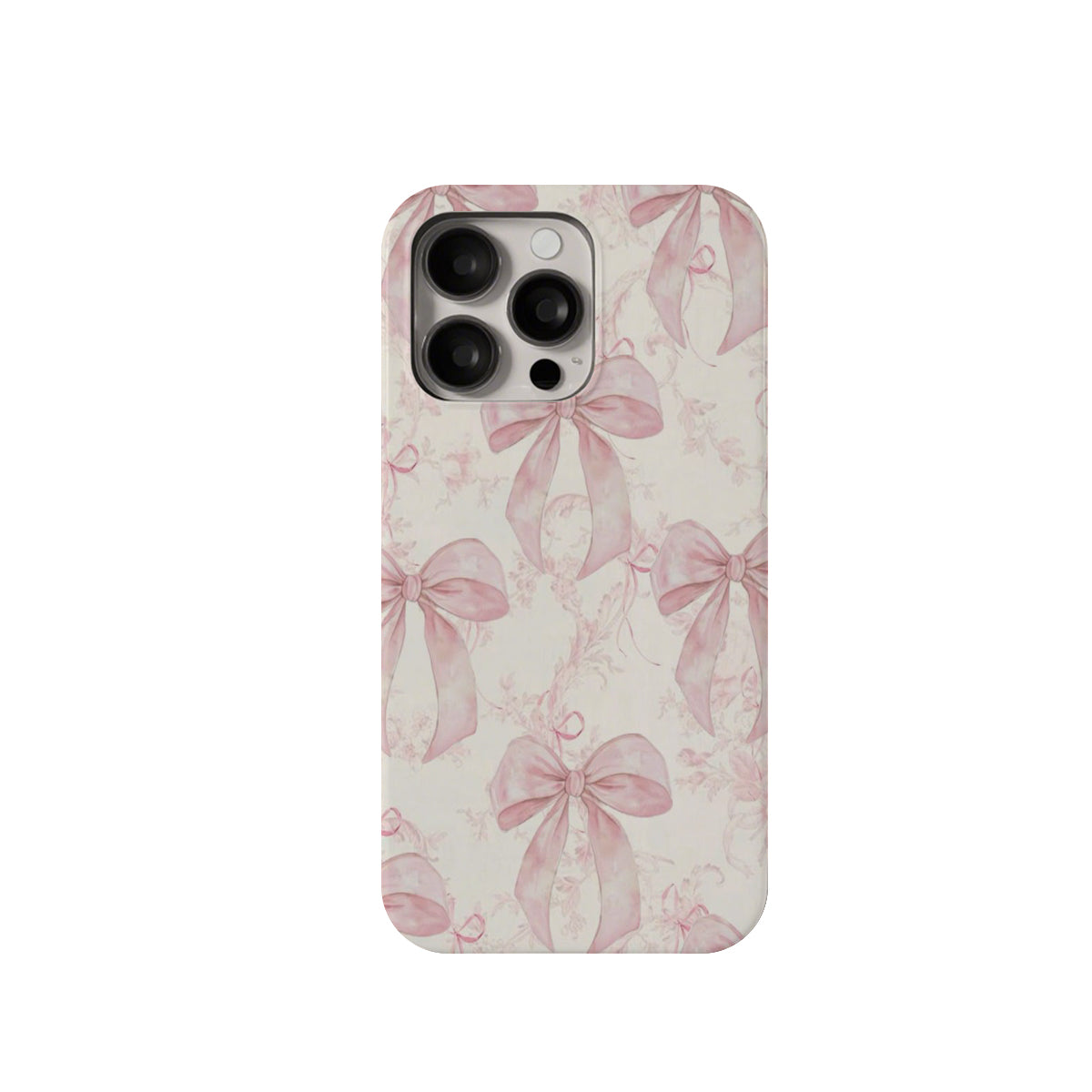 Phone case with pink bow pattern on a white background