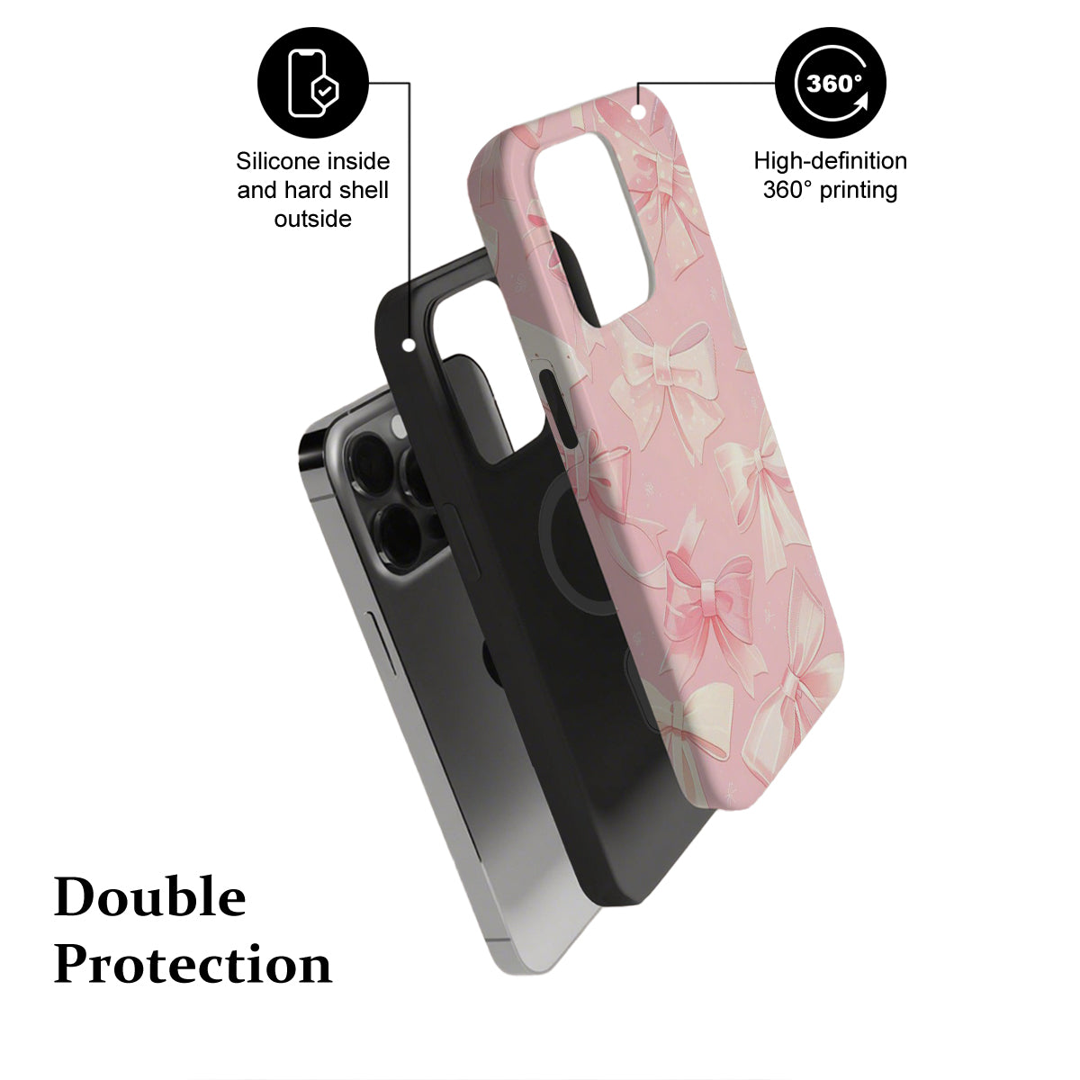 Phone cases with text highlighting features on a white background