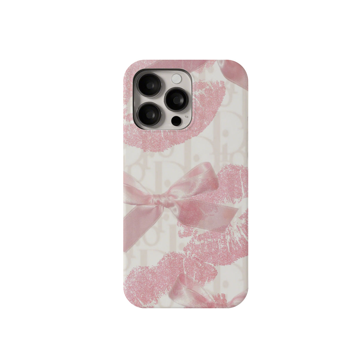 Phone case with pink floral design on a white background