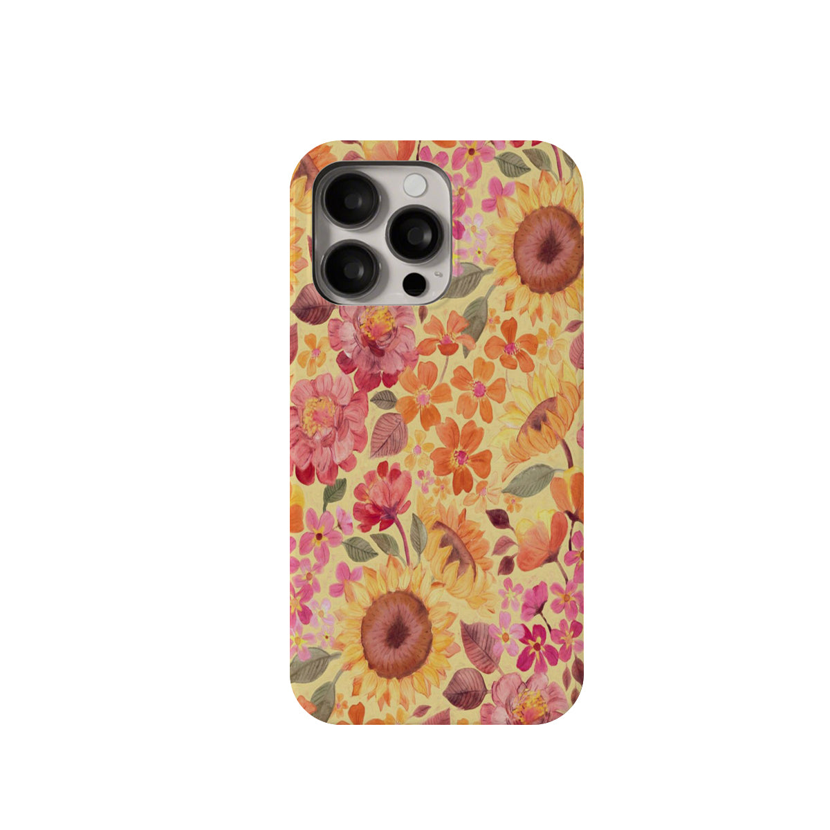 Floral phone case with sunflowers on a white background
