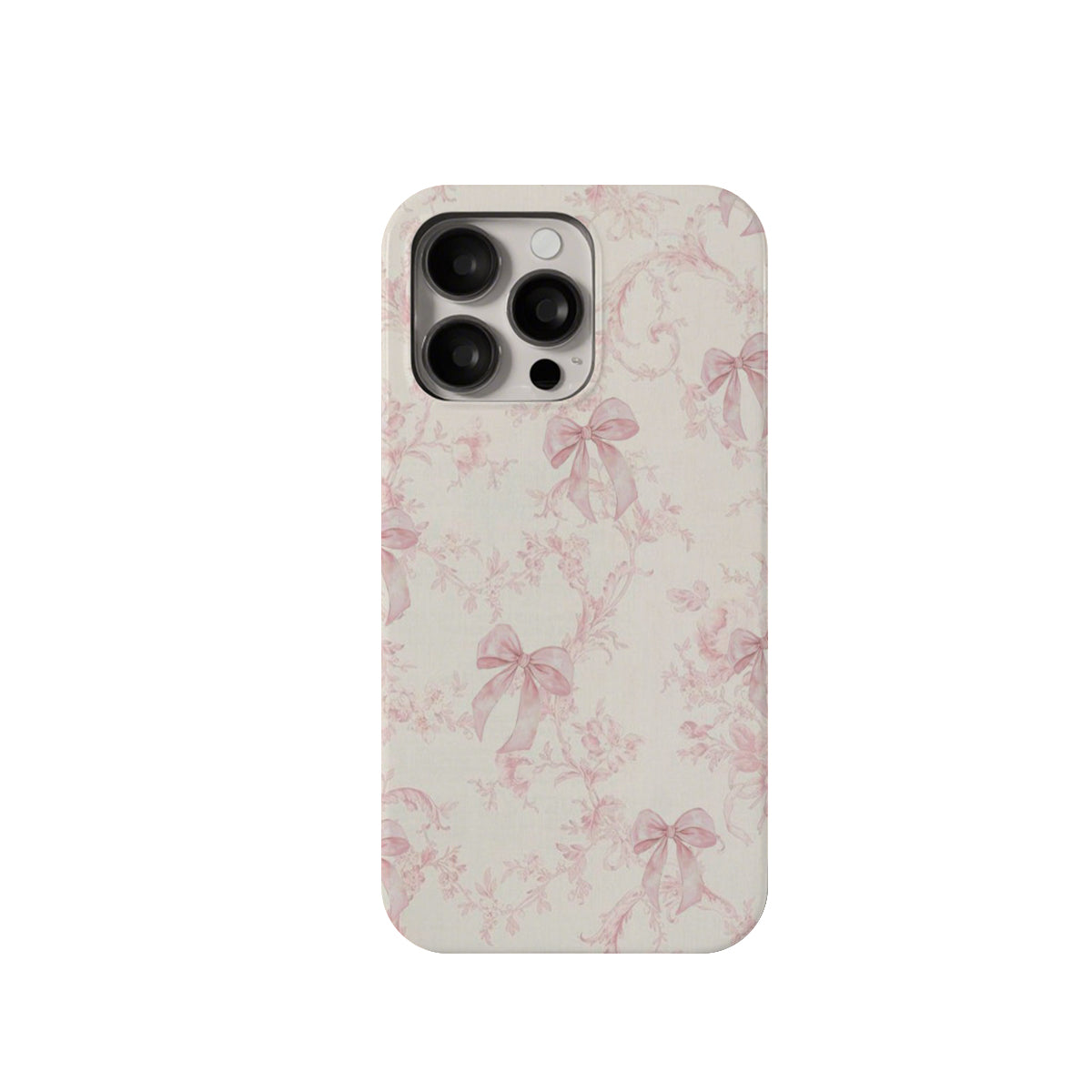 Phone case with pink bow pattern on a white background