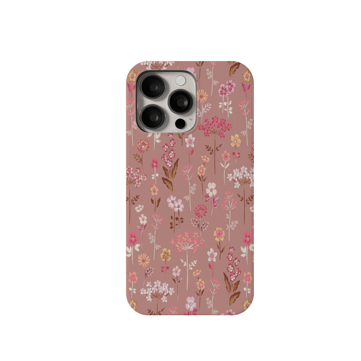 Phone case with floral pattern on a pink background