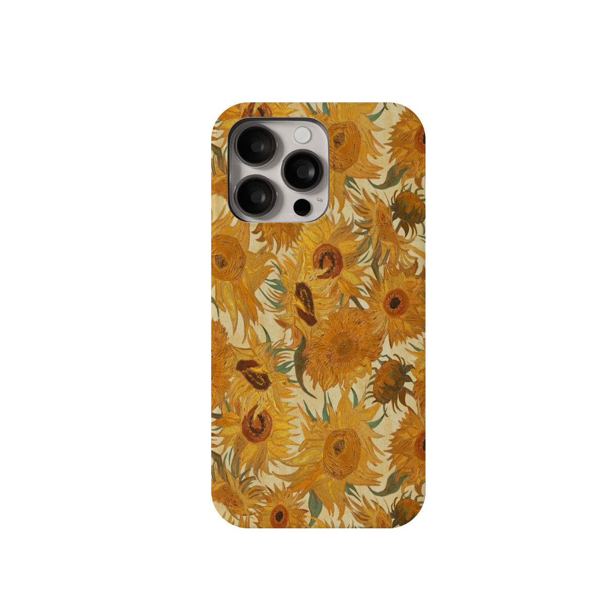 Phone case with sunflower pattern on a white background