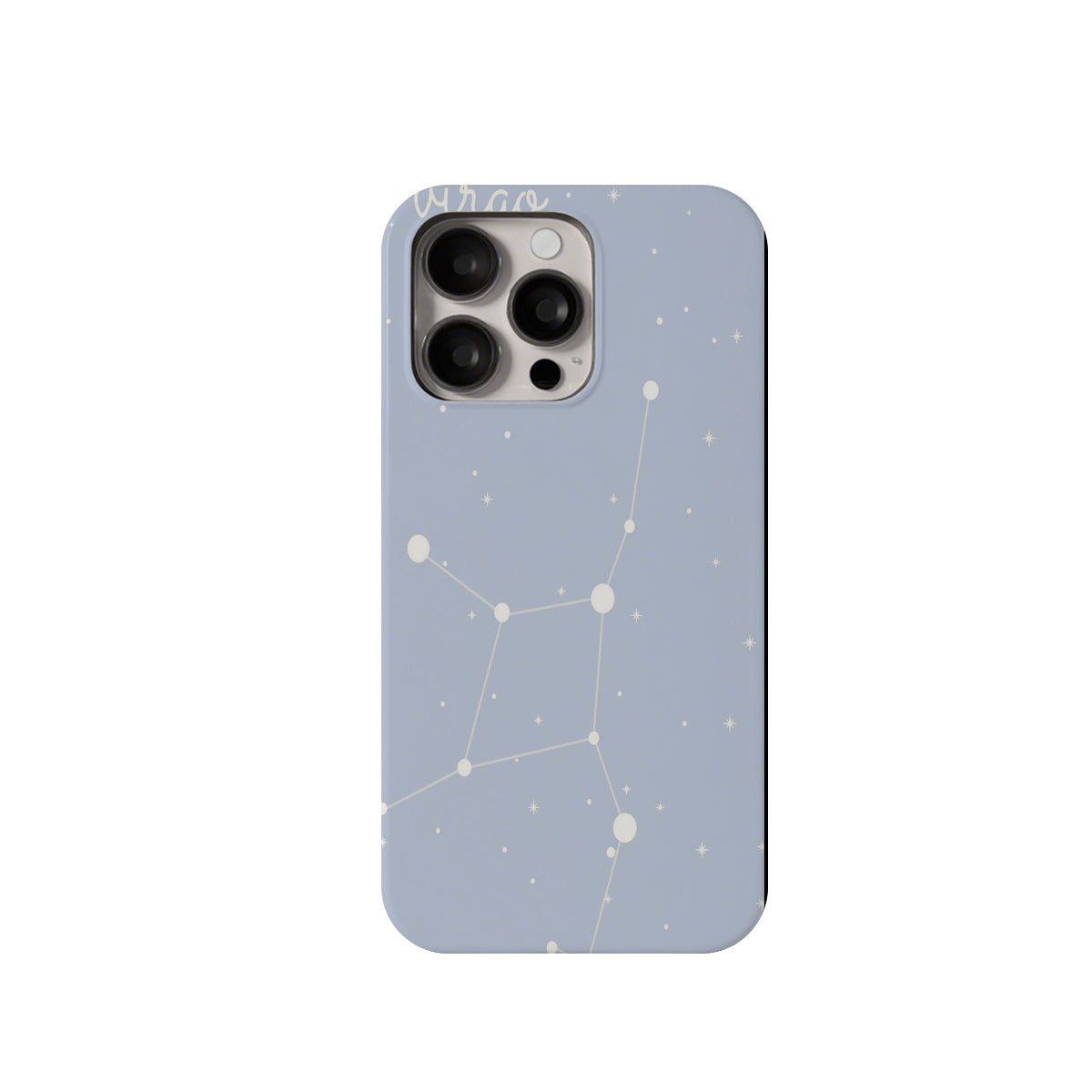Phone case with star constellation design on a light blue background