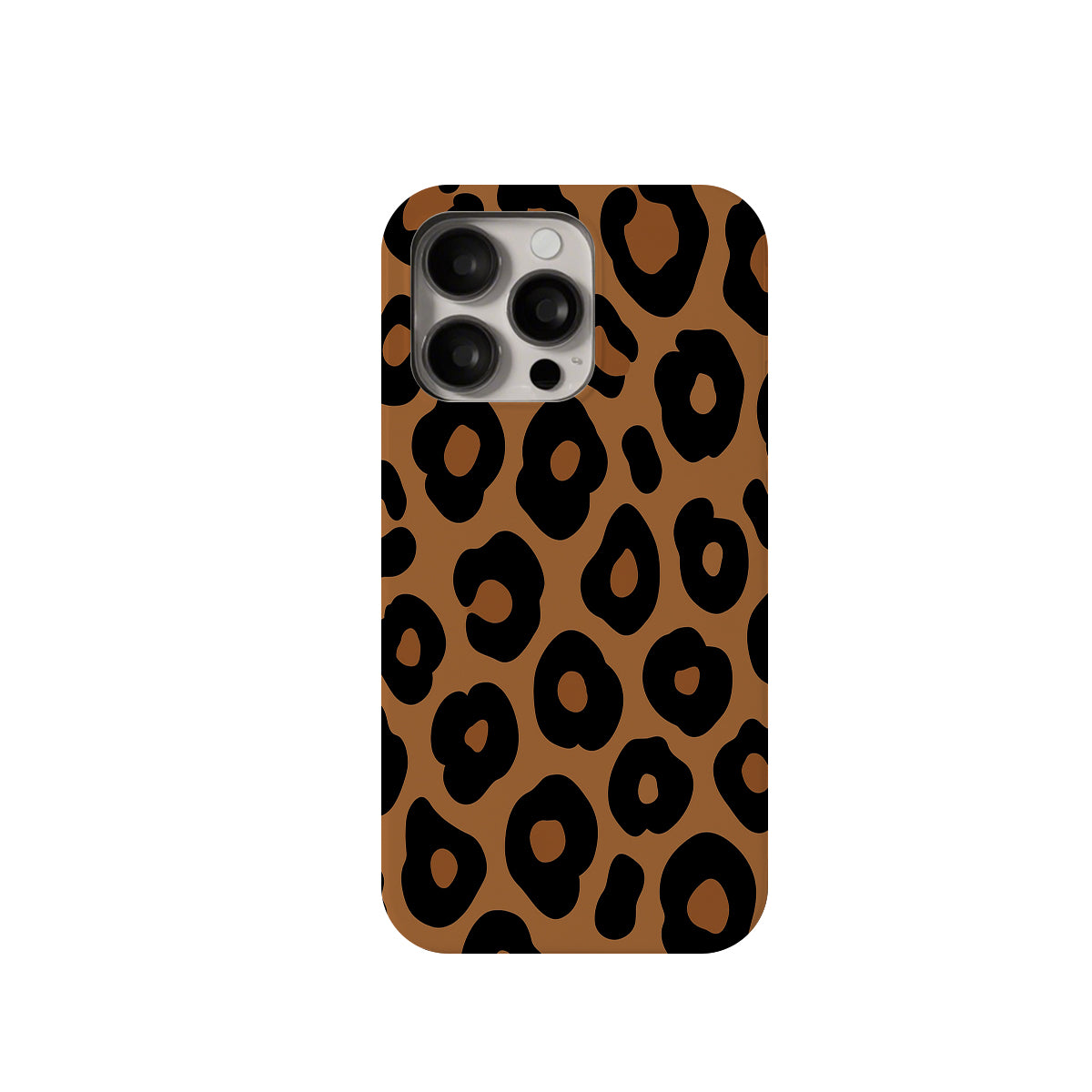 Phone case with leopard print pattern on a white background