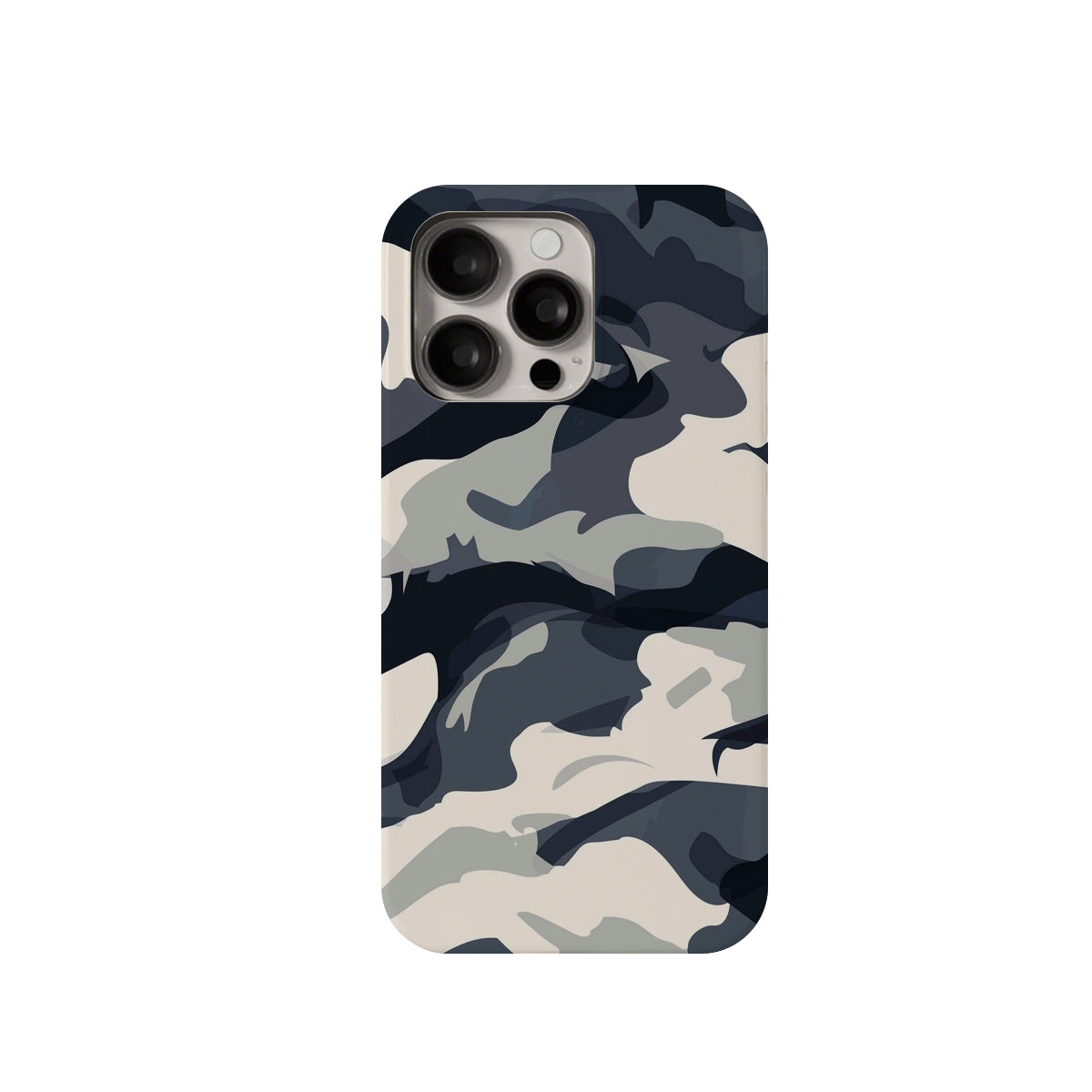 Camouflage-patterned phone case on a white background