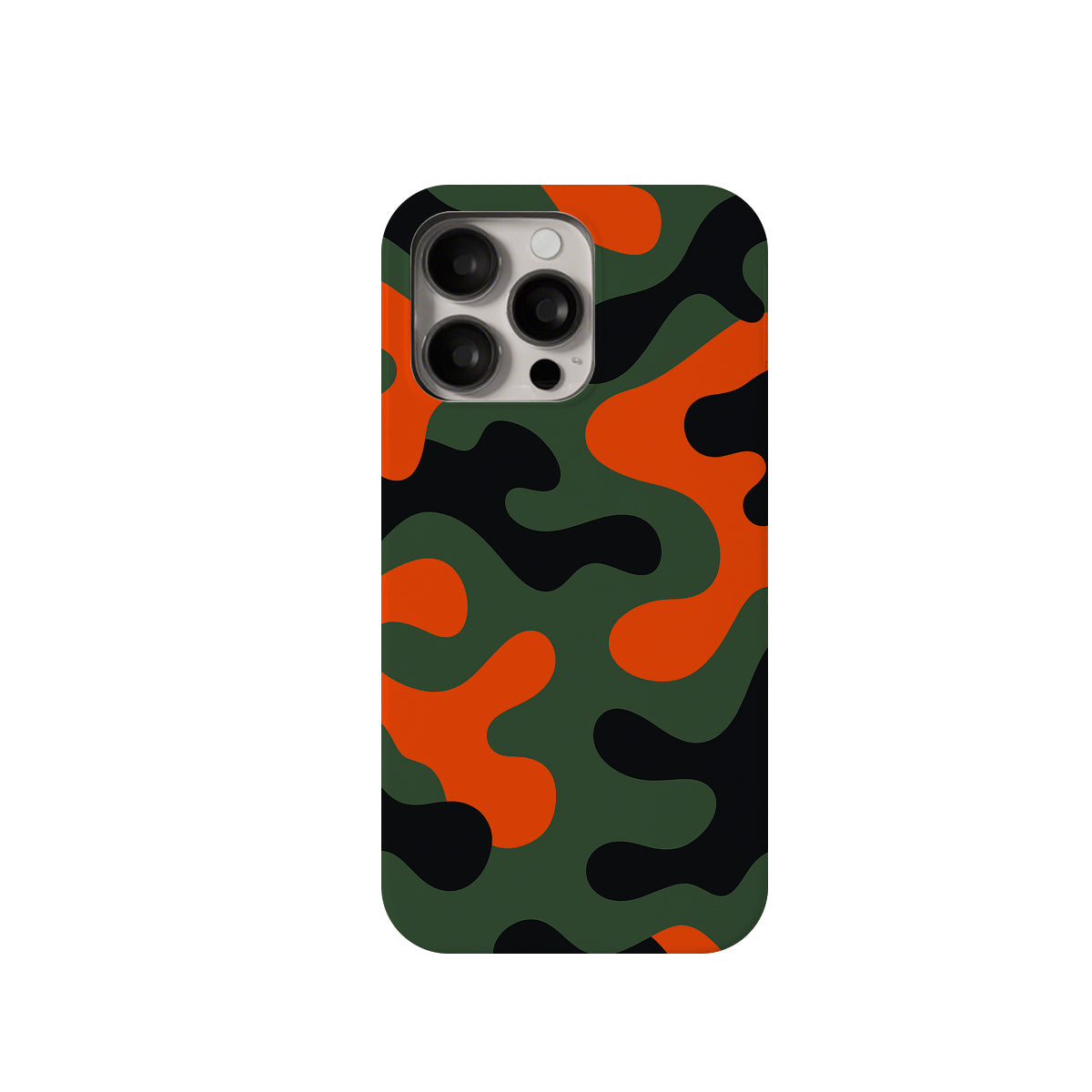 Camouflage-patterned phone case on a white background