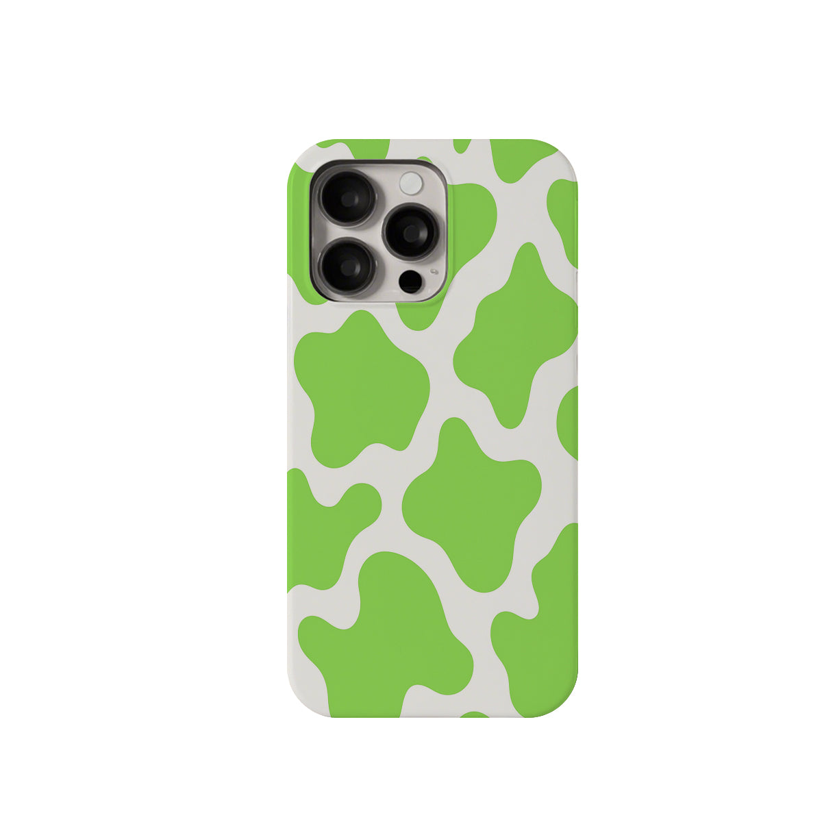 Phone case with green and white pattern on a white background