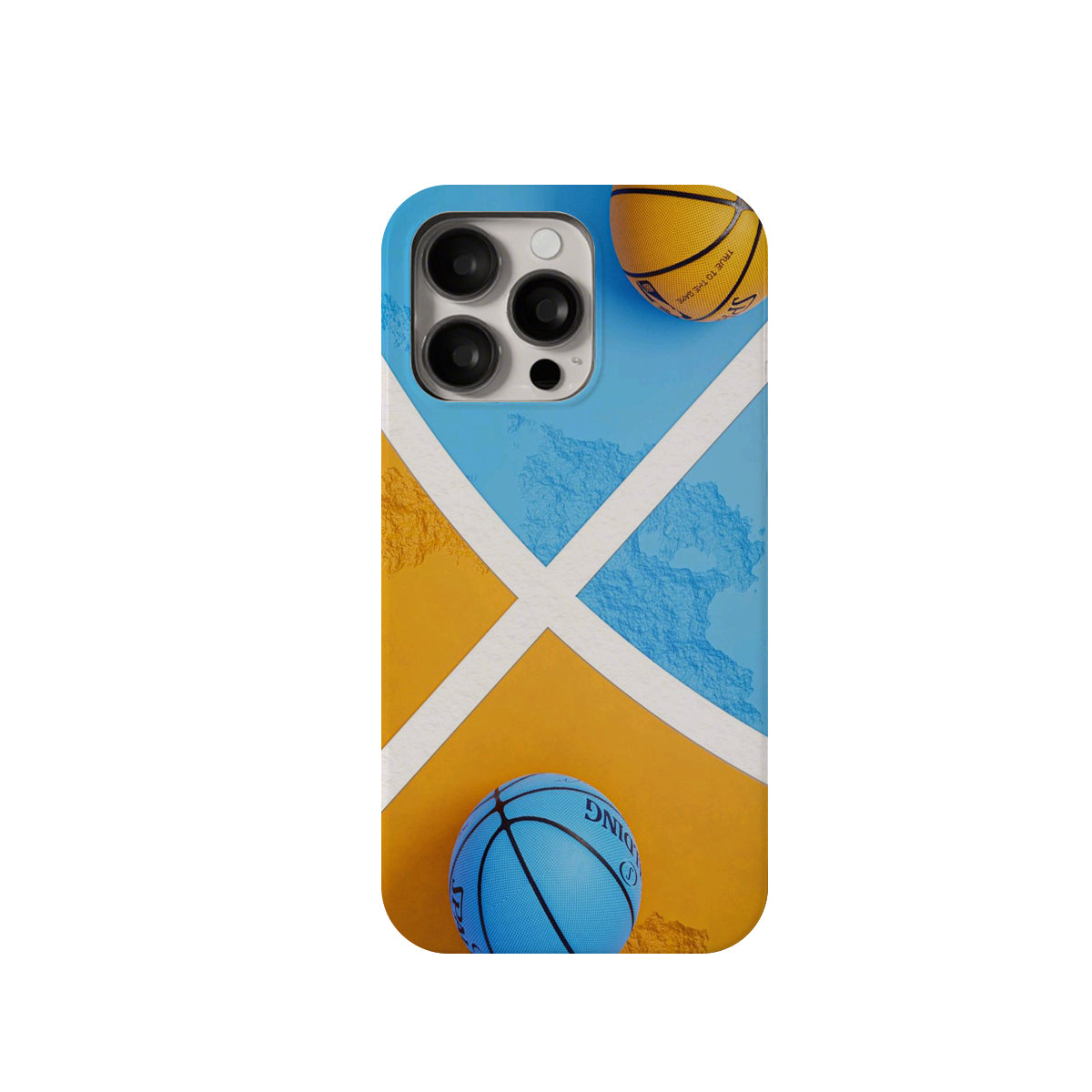 Phone case with basketball design on a white background