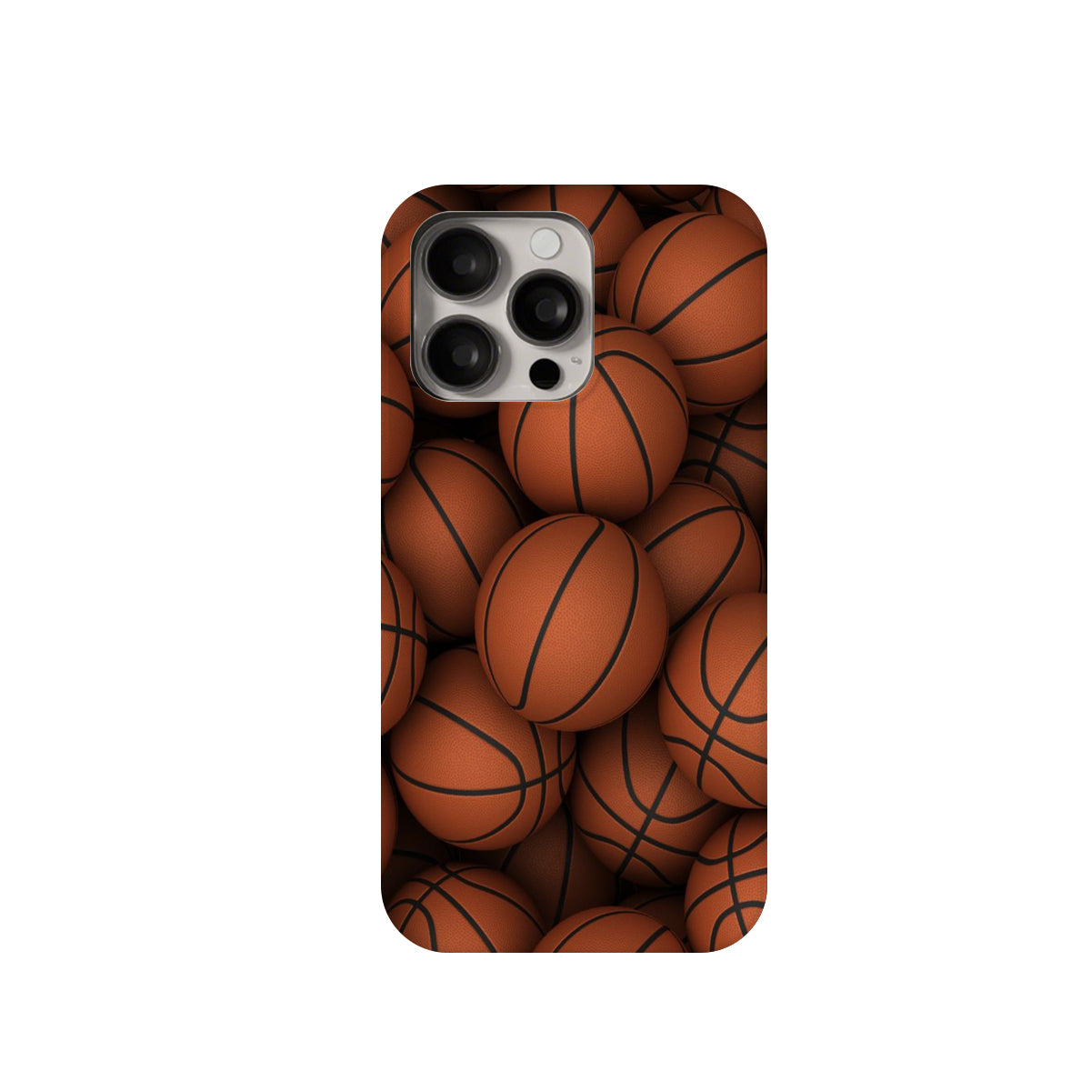 Phone case with basketball design on a white background