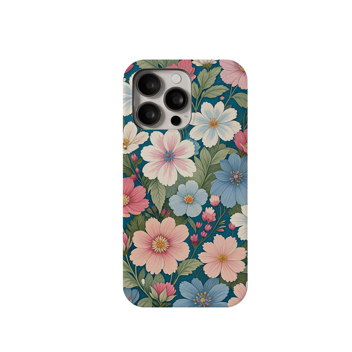 Phone case with a floral design on a white background