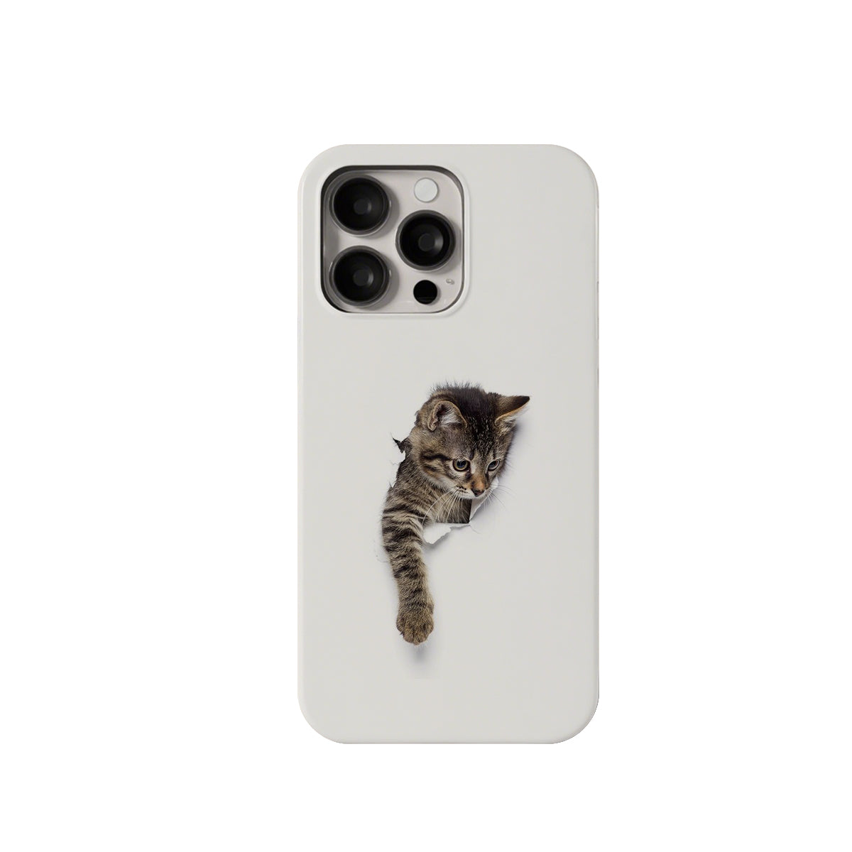Phone case with a kitten design on a white background
