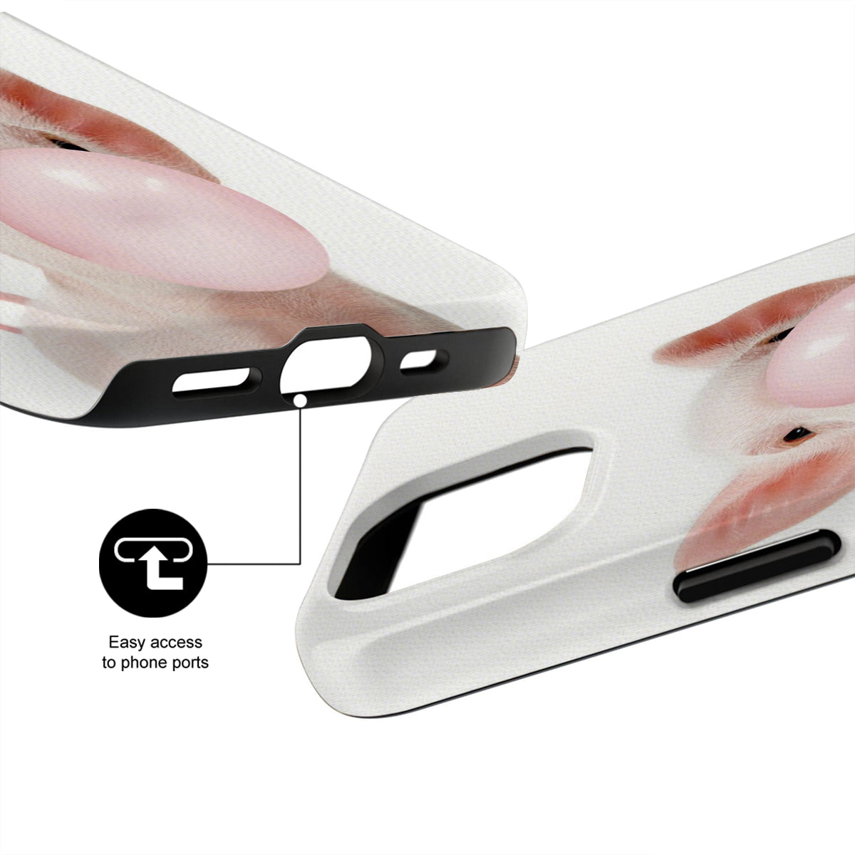 Phone case with rabbit design and ports easily accessible feature