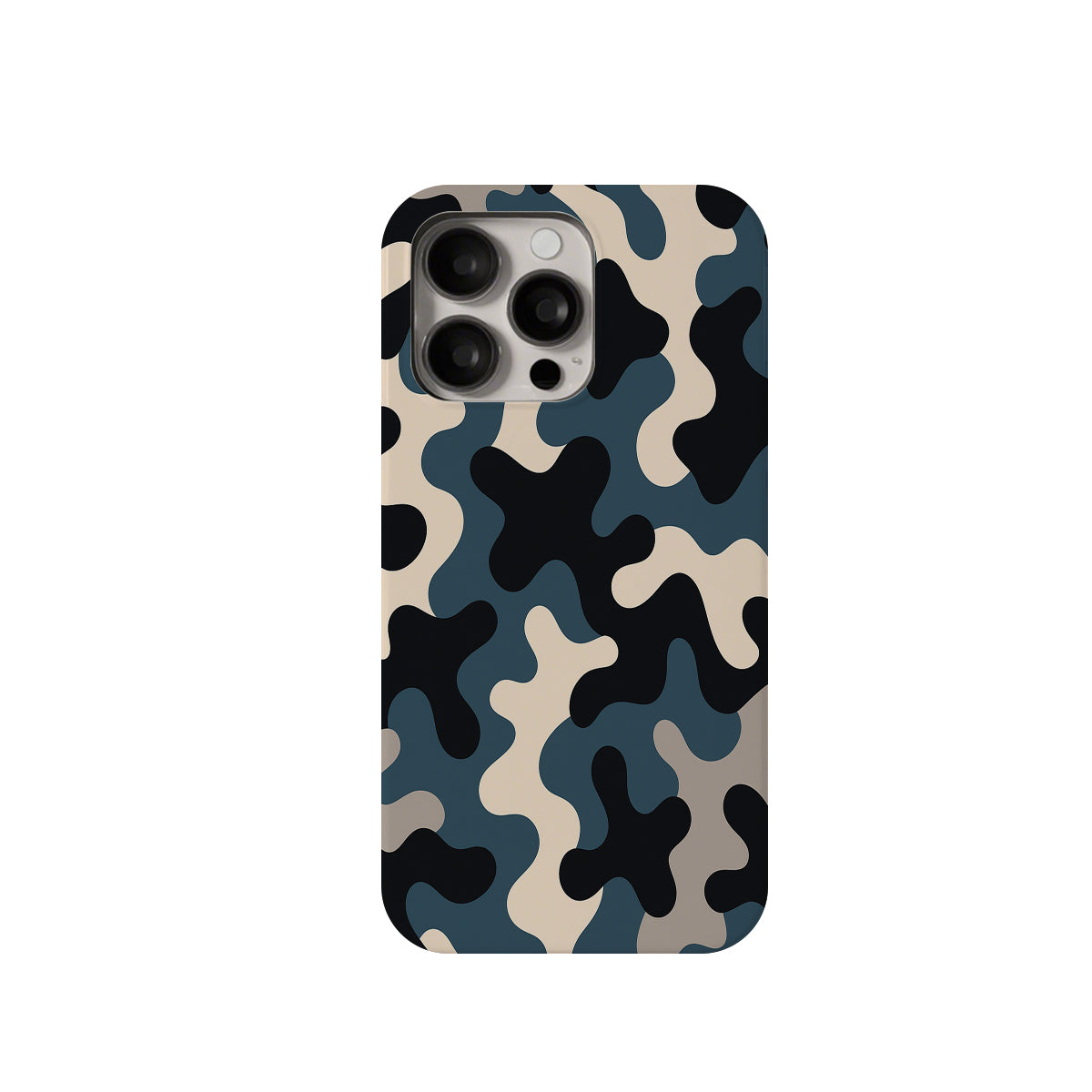 Camouflage-patterned phone case on a white background