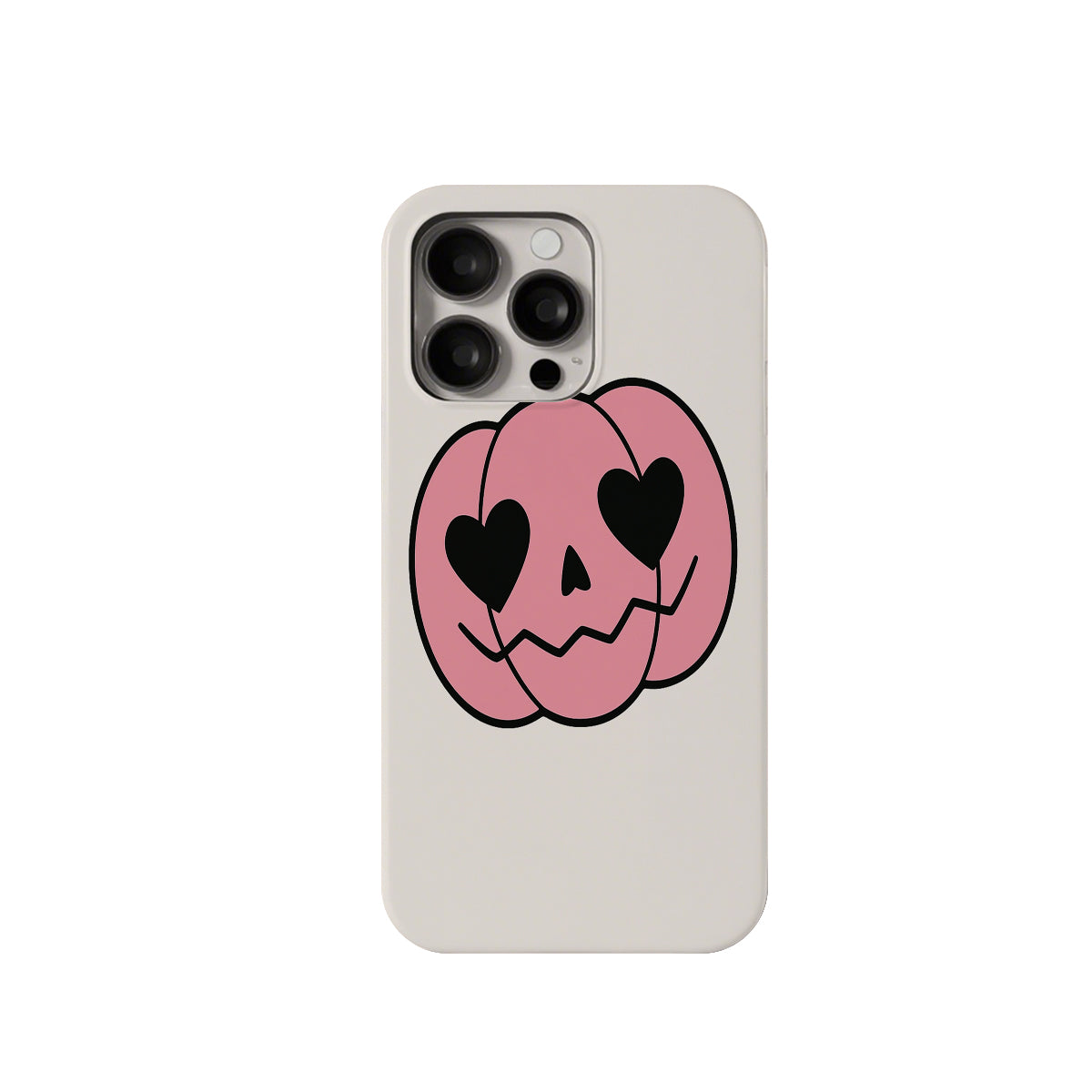 Phone case with pink pumpkin design on a white background