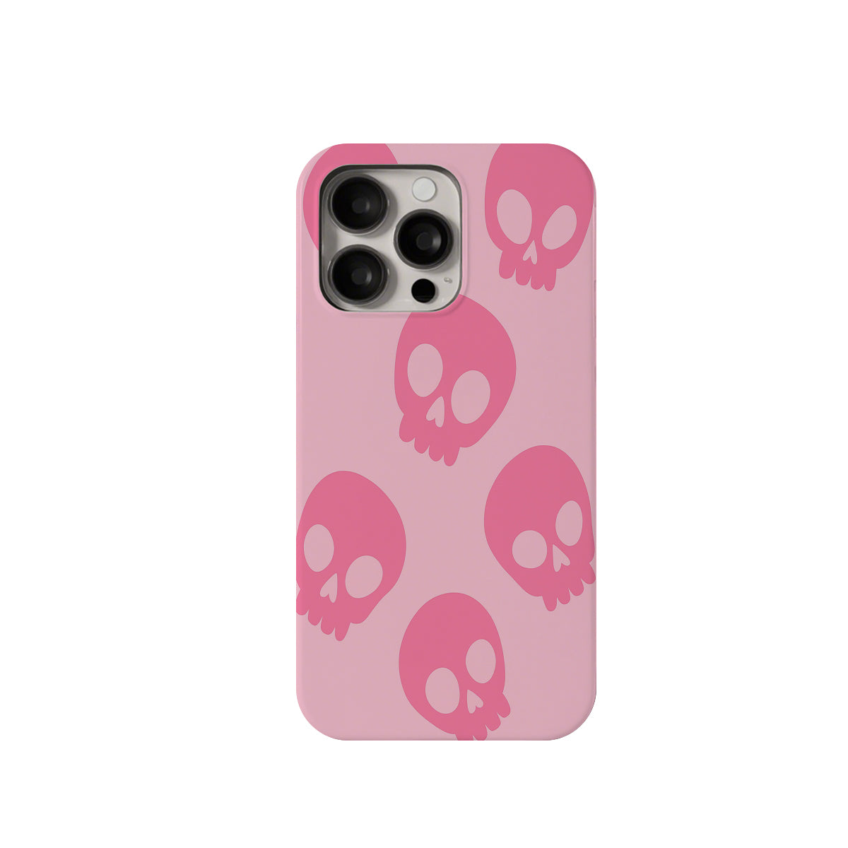Phone case with pink skull pattern on a pink background