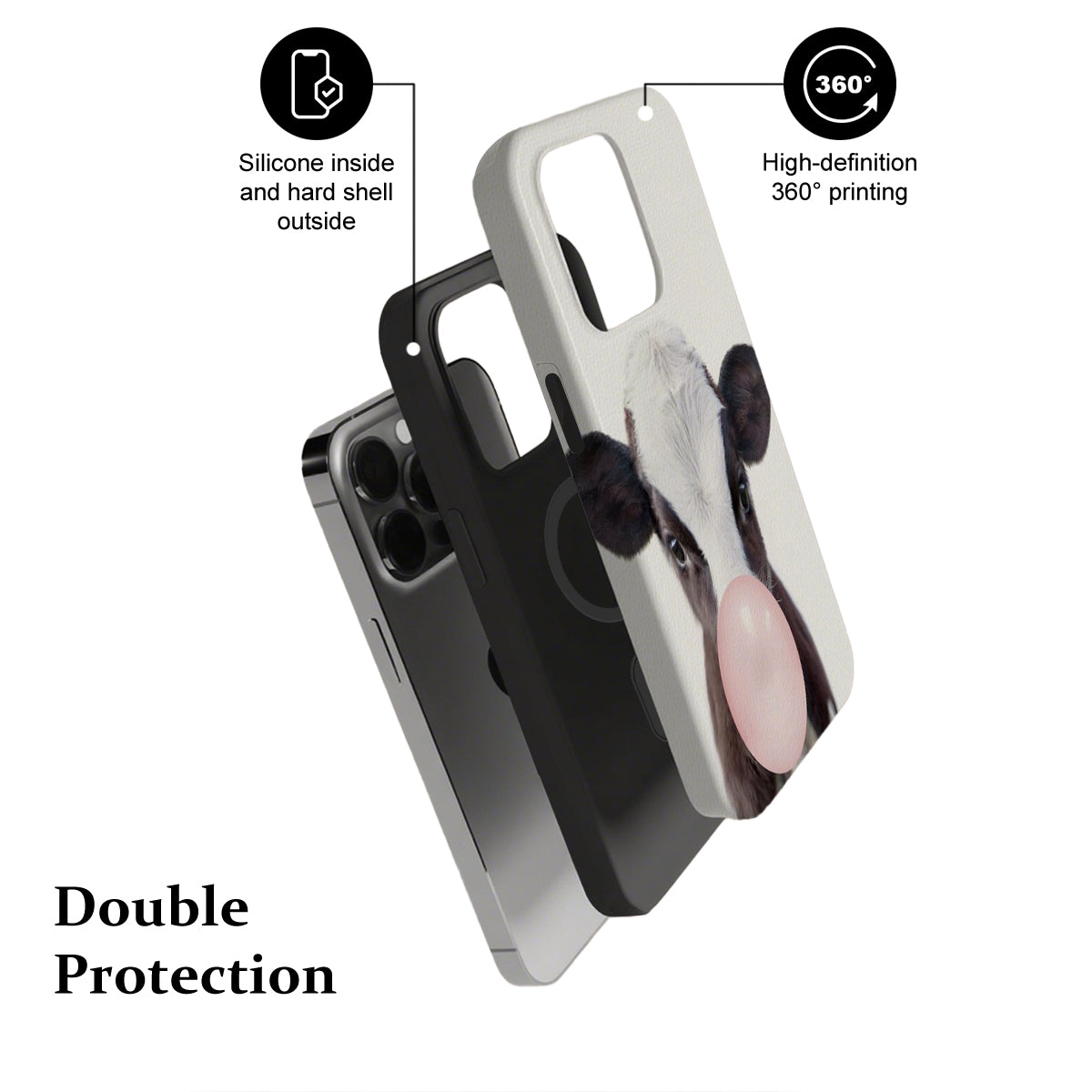 Phone case with text highlighting features on a white background