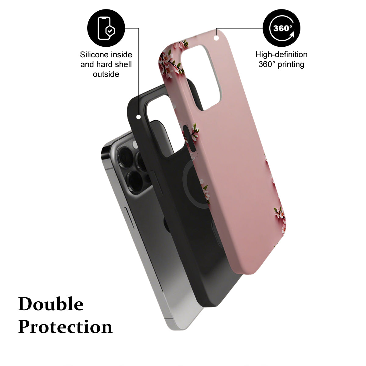 Double Protection – Hard shell exterior and silicone interior for enhanced durability and shock absorption.