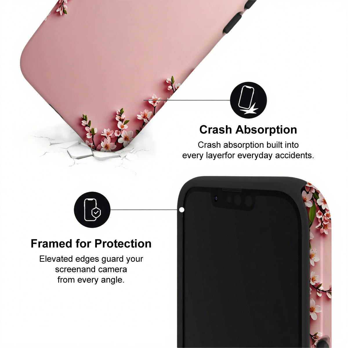 Screen & Camera Protection – Raised edges protect your phone from scratches and direct impact.