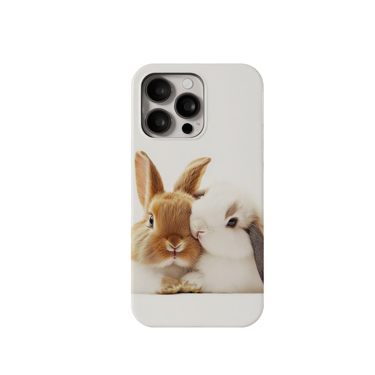 Phone case with two rabbits on a white background