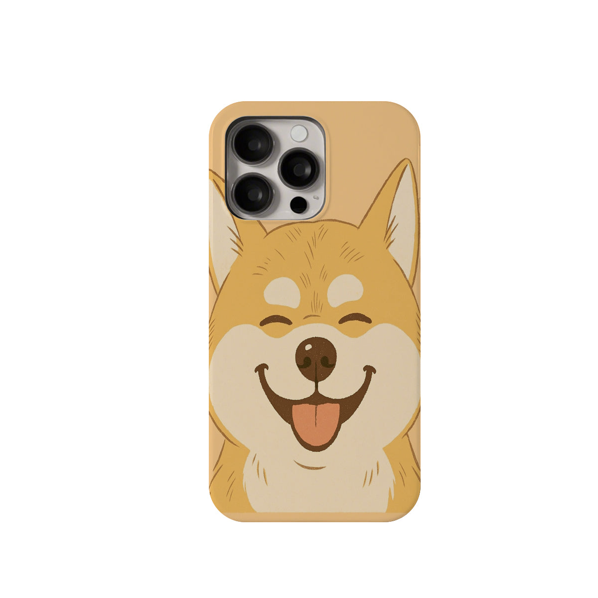 Phone case with a happy dog design on a white background