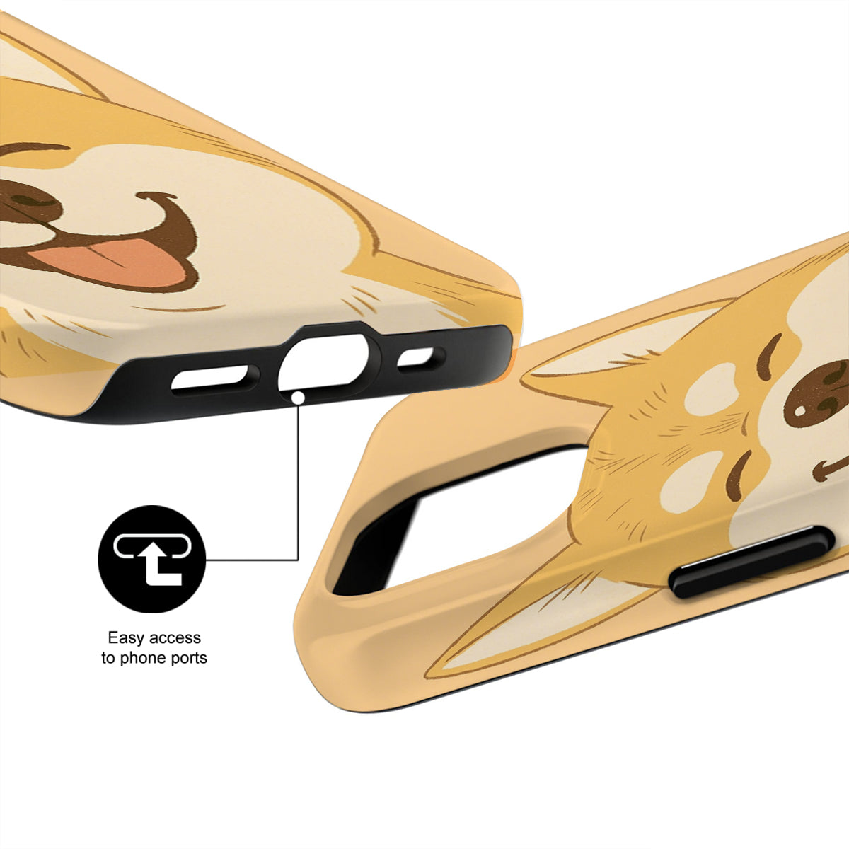 Phone case with cartoon character design on a white background