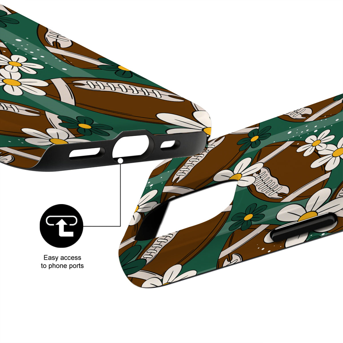 Phone case with floral and nature design on a white background