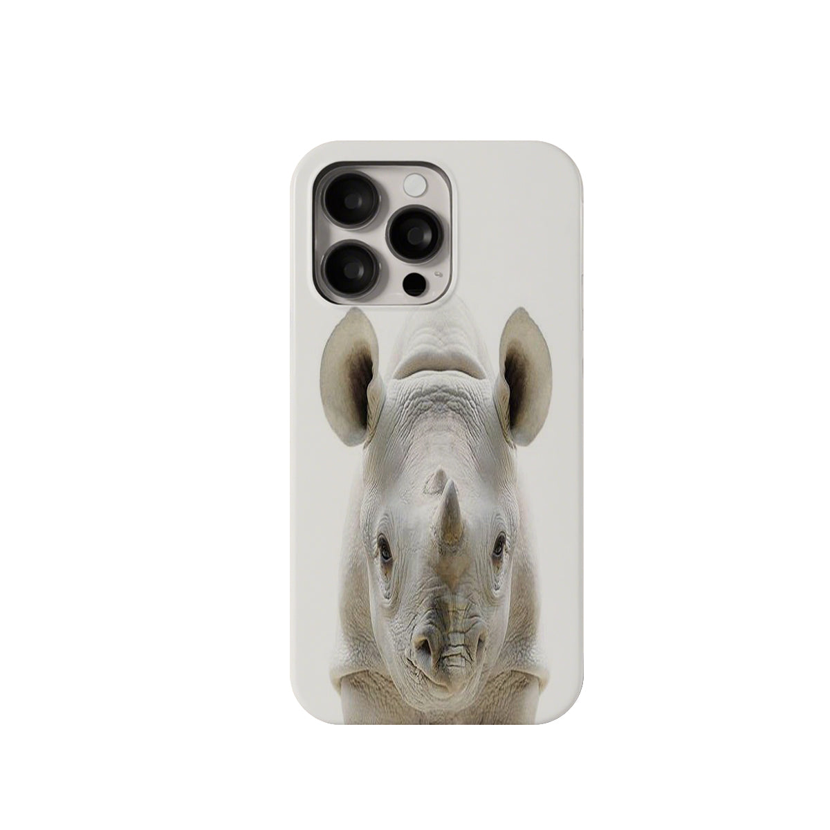 Phone case with a rhino design on a white background