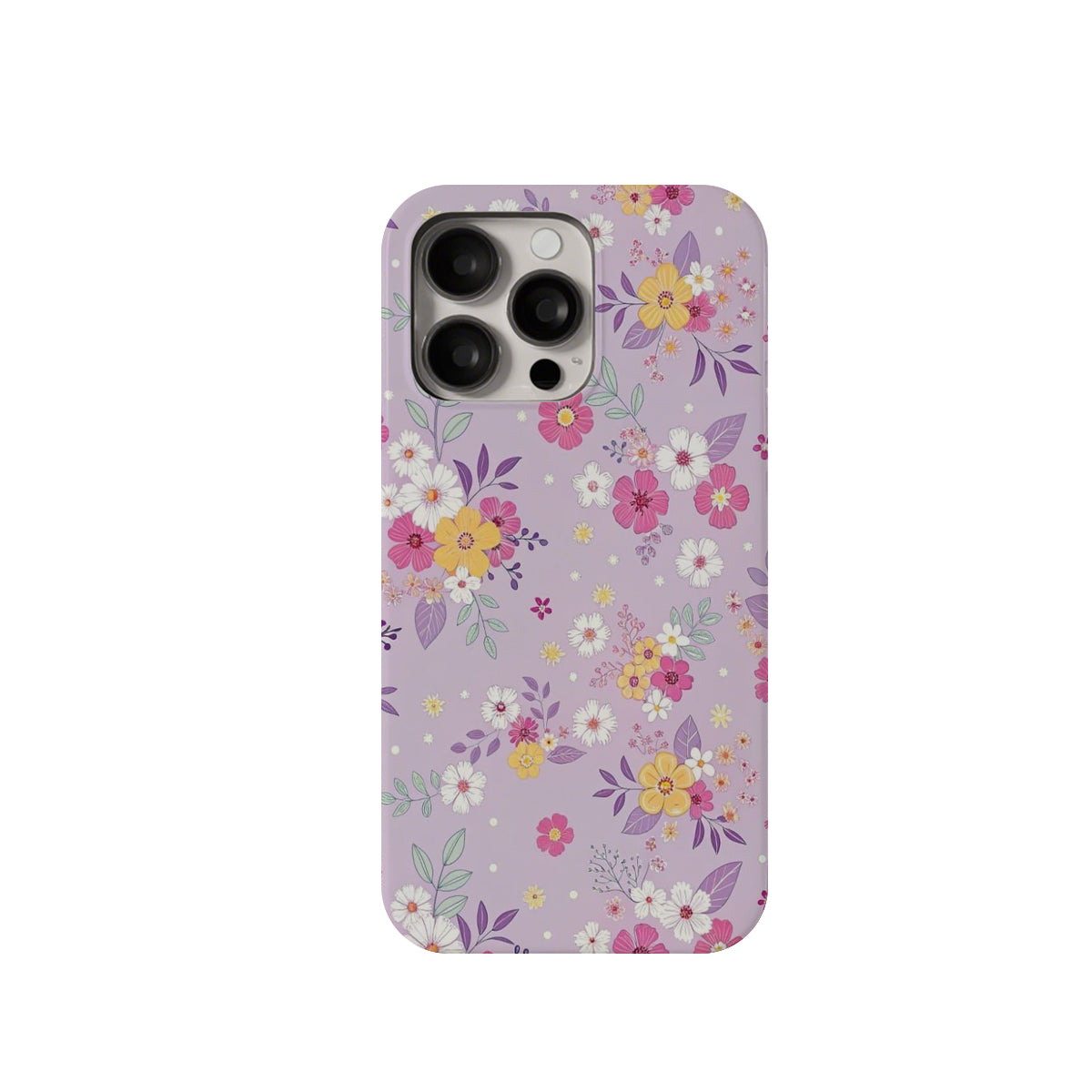 Floral phone case on a light purple background