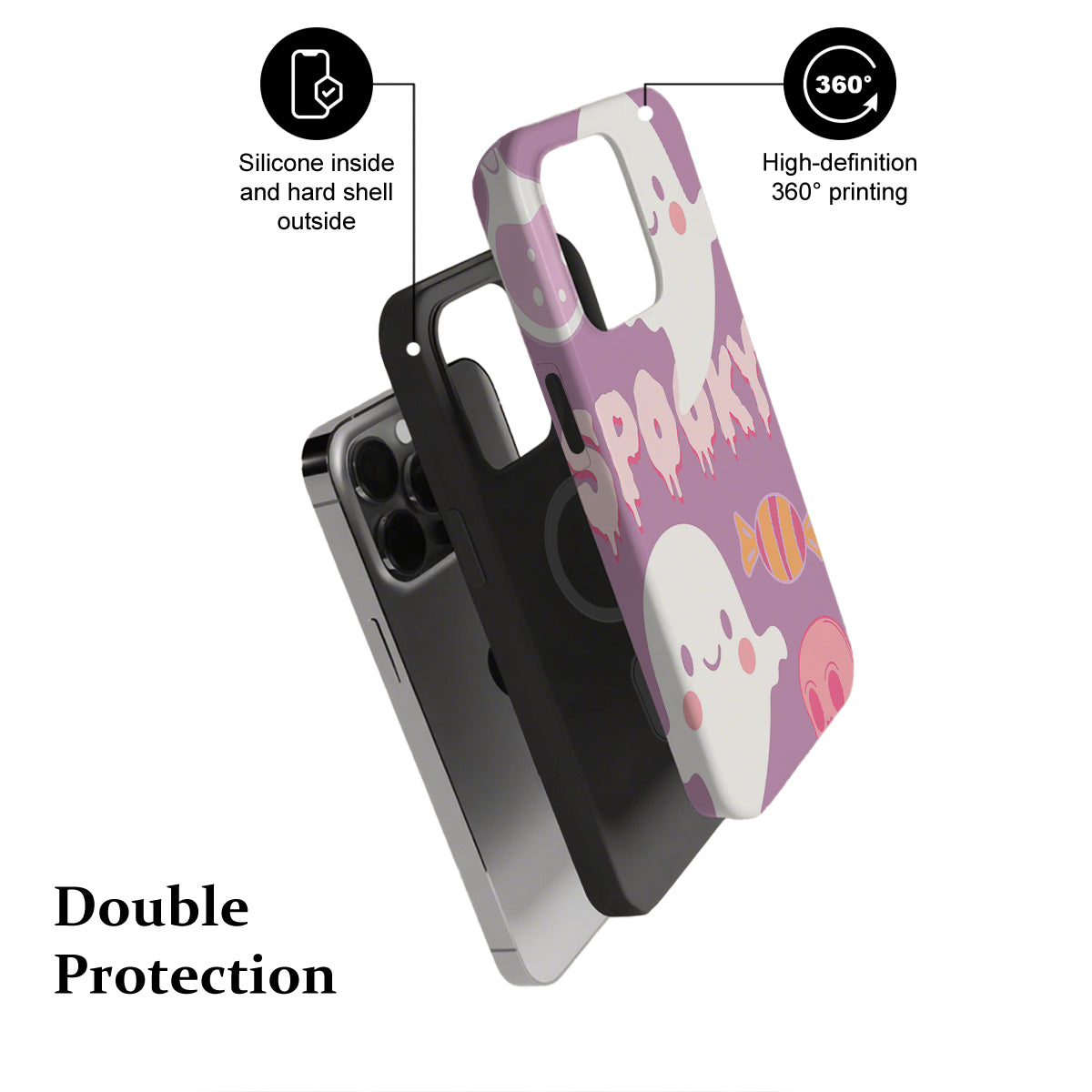 Phone case with cartoon design on a white background
