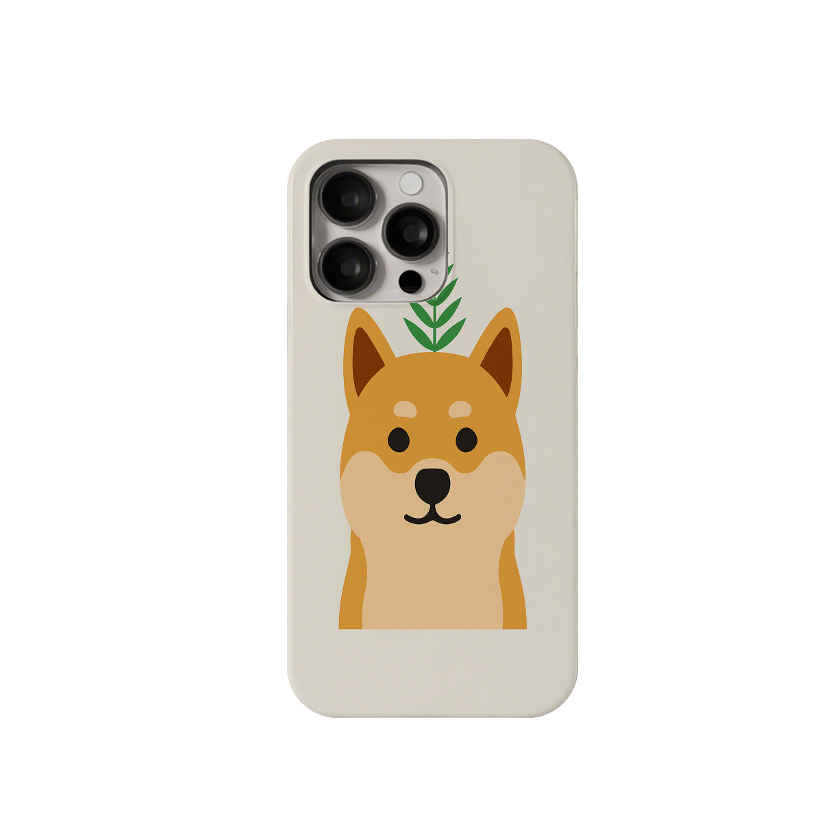 Phone case with a dog illustration on a beige background