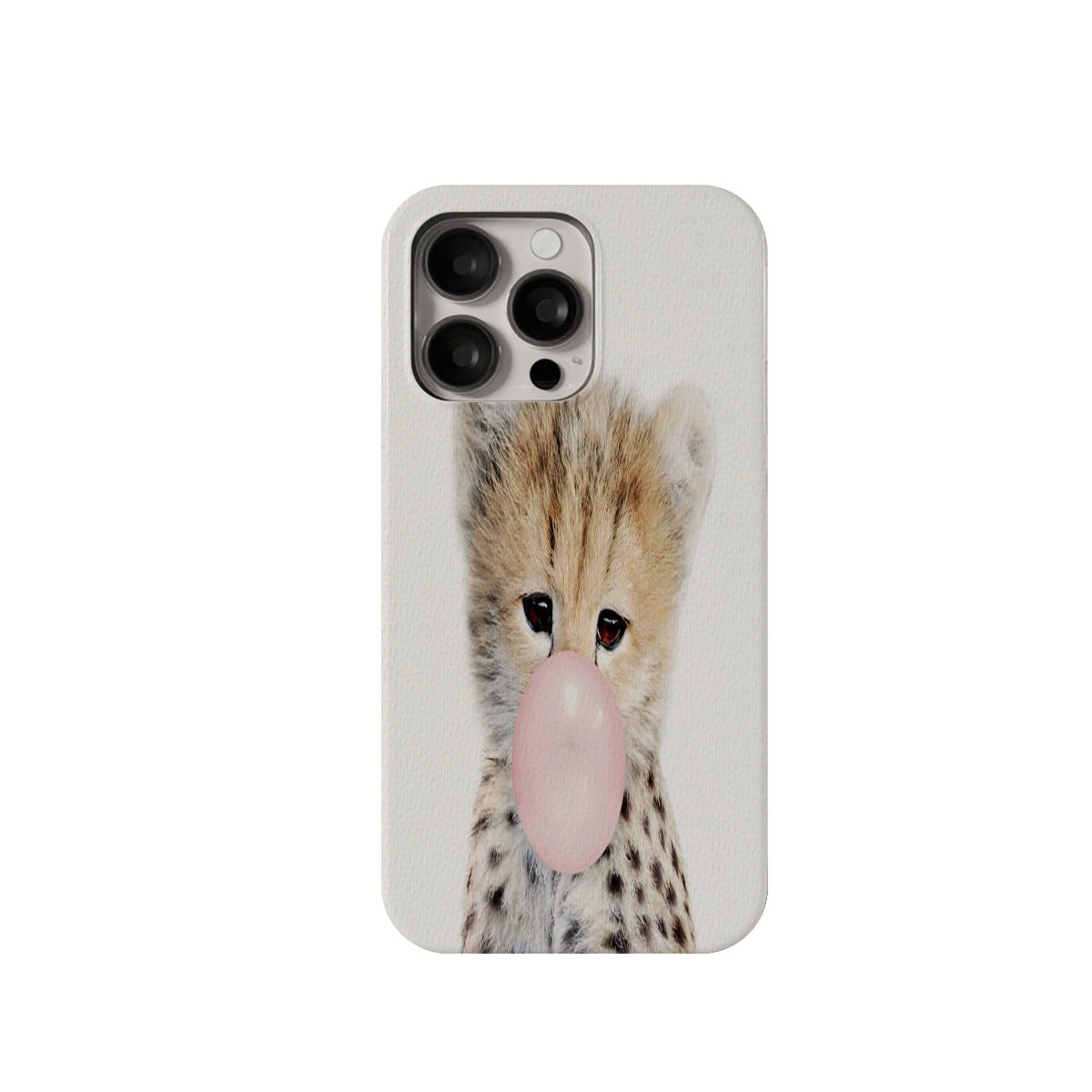 Phone case with a cheetah design on a white background