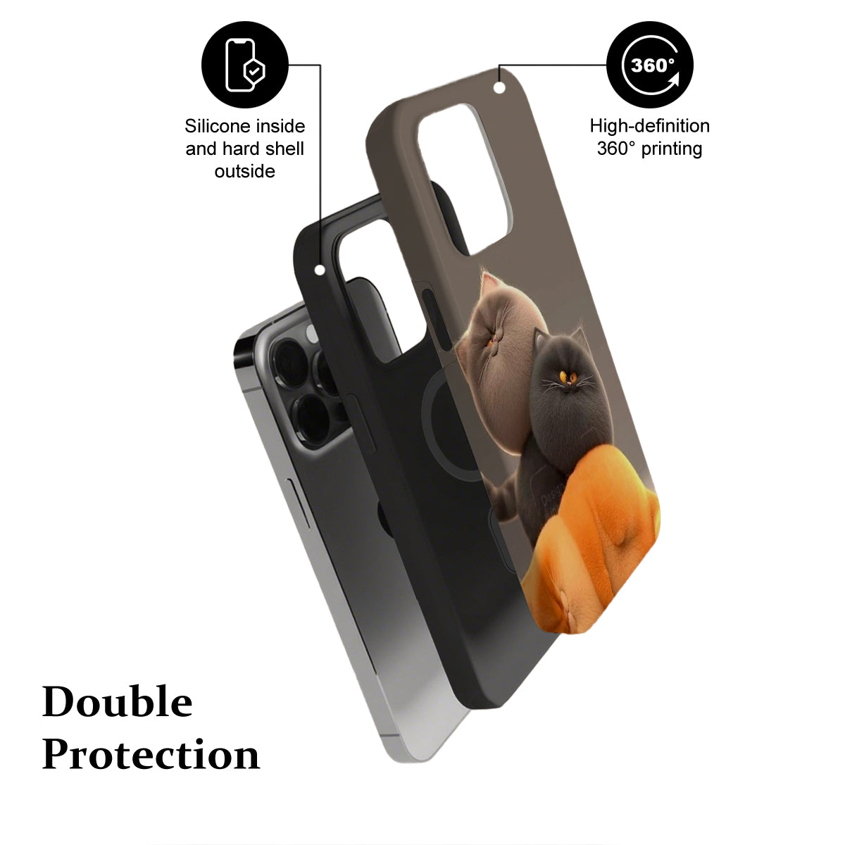 Phone case with a design of a sloth, featuring text on protection and printing quality.