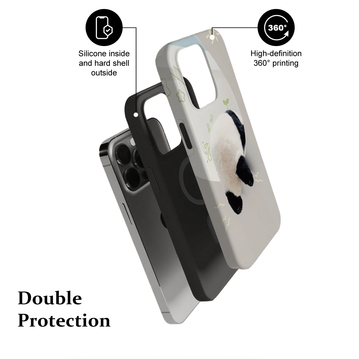 Phone case with text highlighting features on a white background