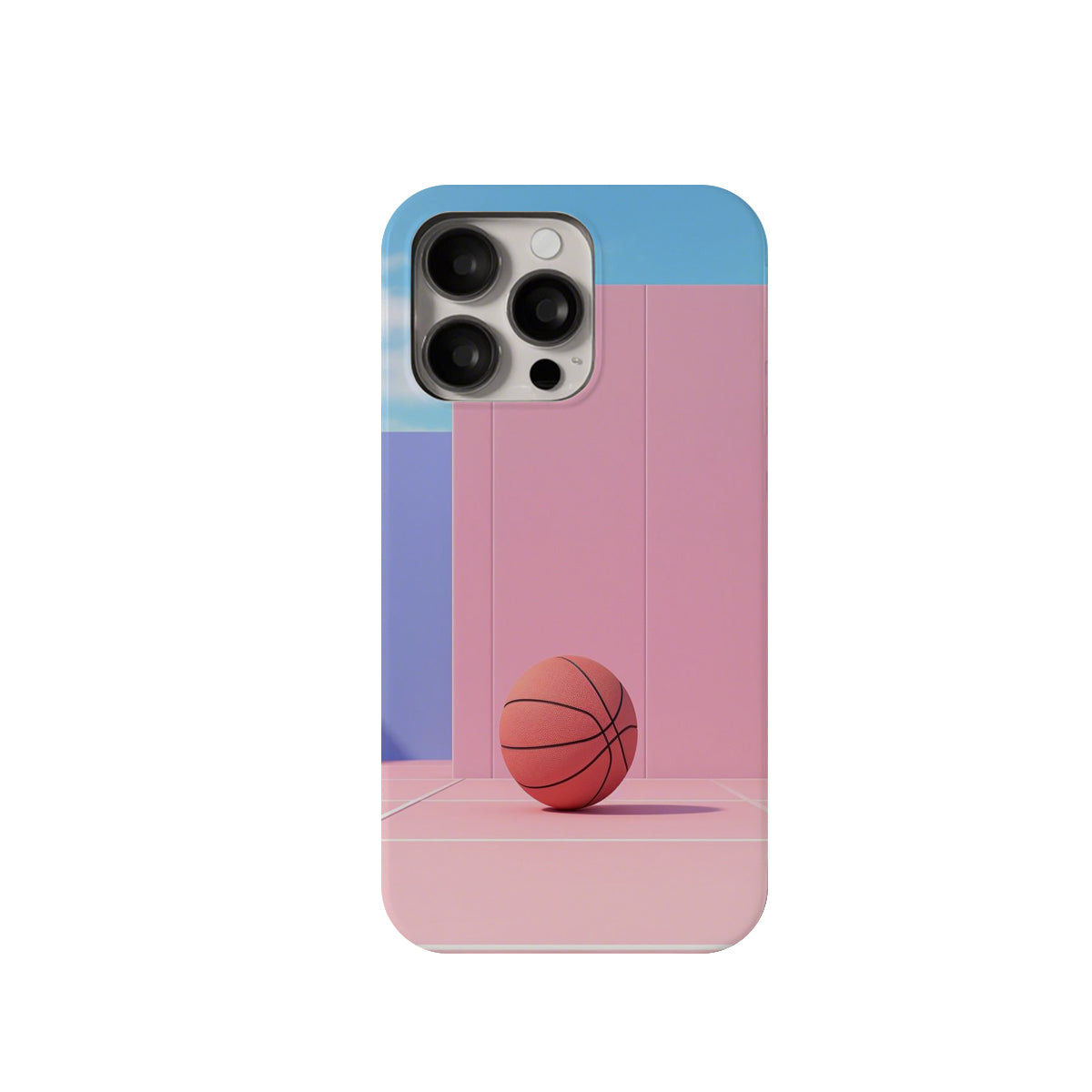 Phone case with a basketball design on a white background