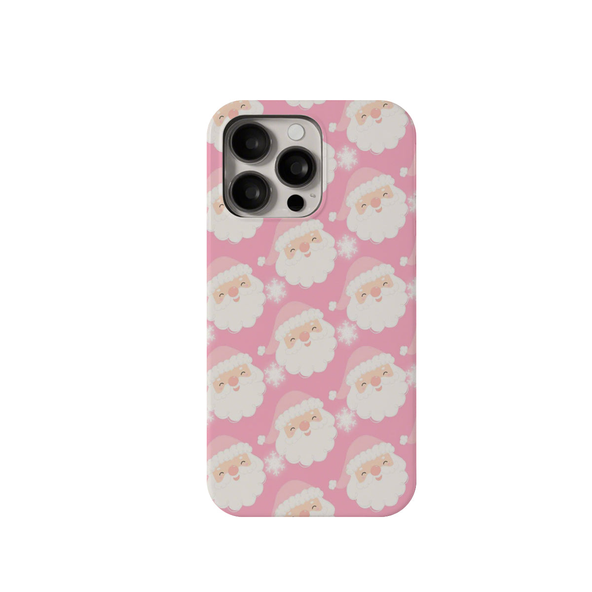 Phone case with Santa Claus pattern on a pink background