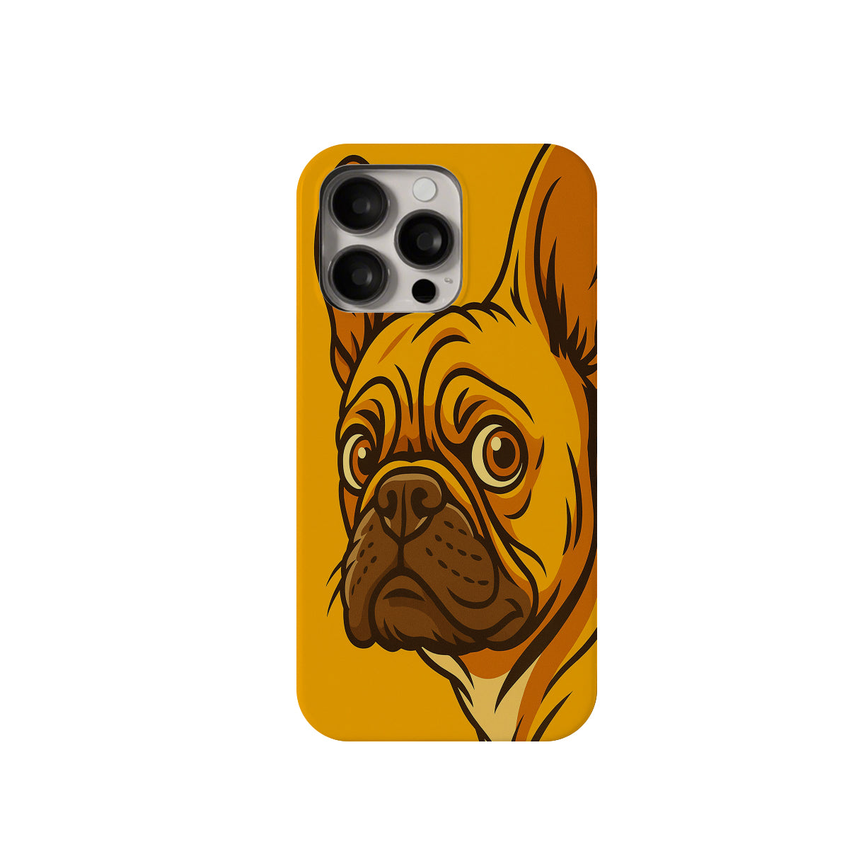 Phone case with a dog illustration on a yellow background