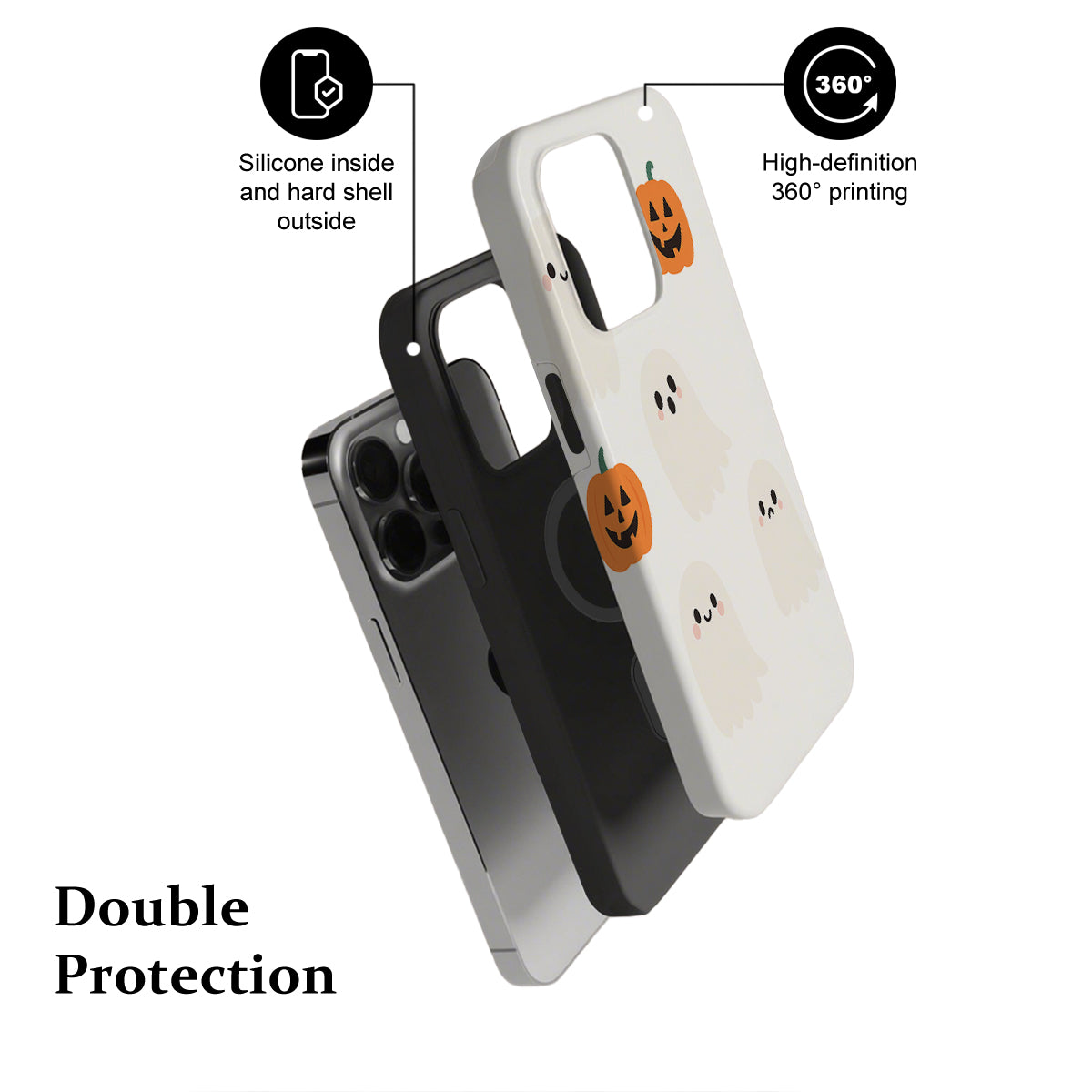 Phone cases with Halloween design on a white background