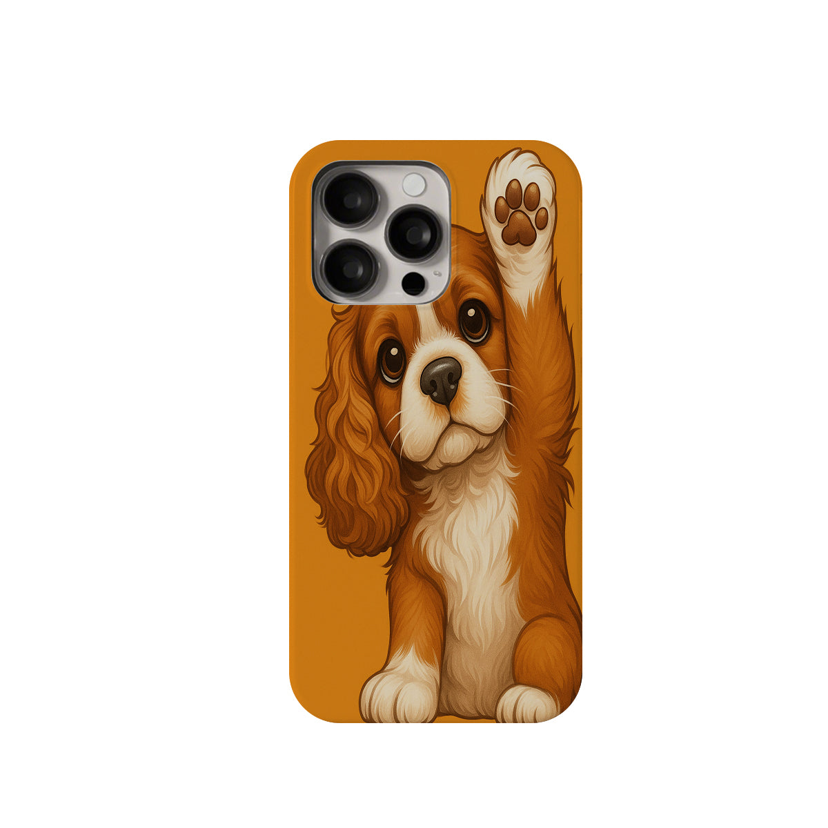 Phone case with a cartoon dog design on a white background