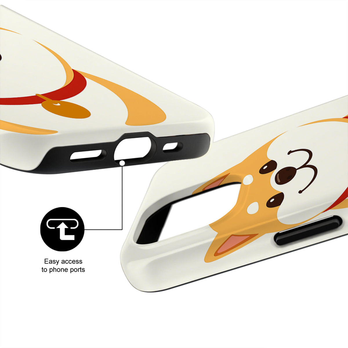 Phone case with cartoon character design on a white background