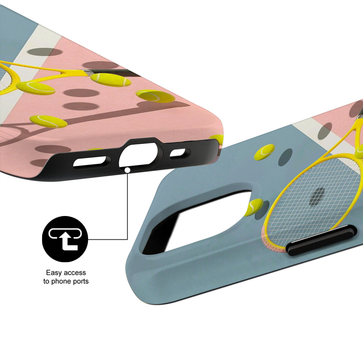 Two phone cases with a slice of pizza design on a white background