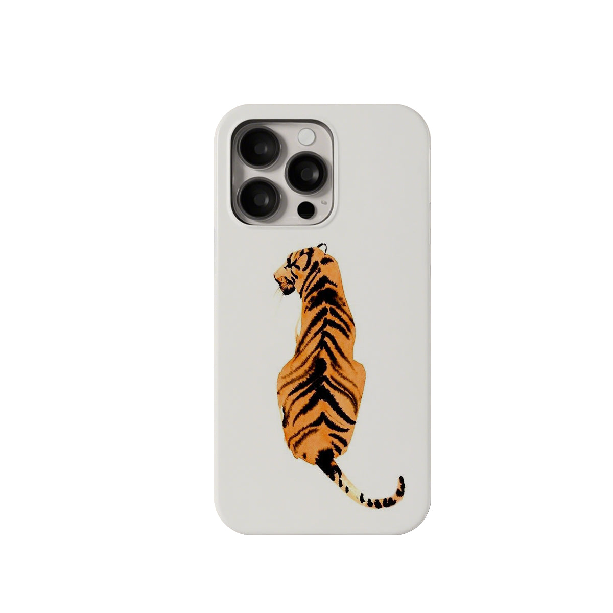 Phone case with a tiger design on a white background