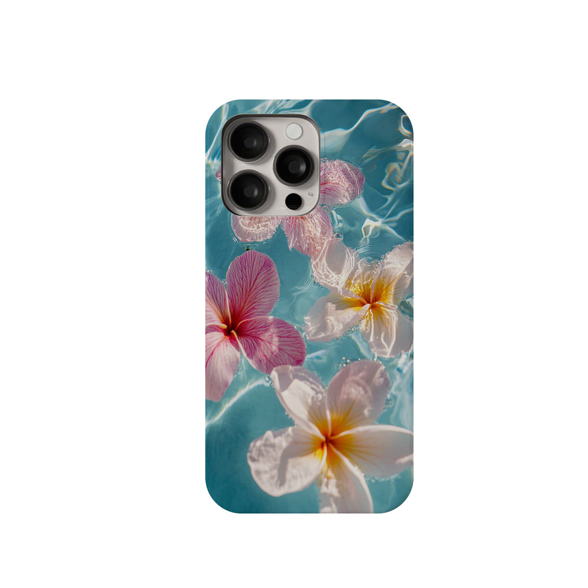 Phone case with floral design on a blue background