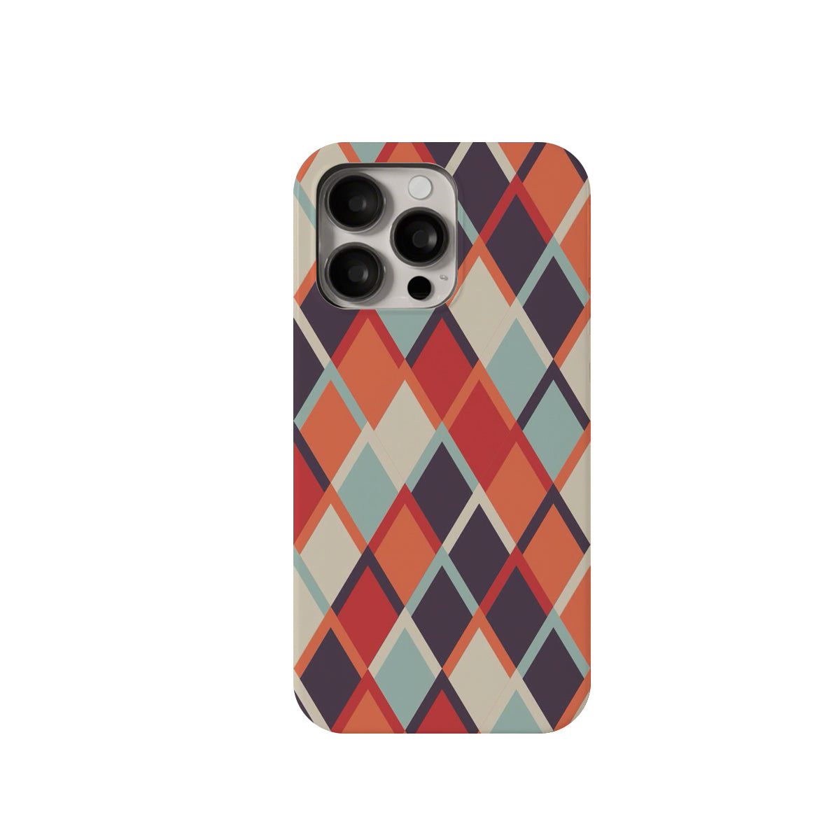 Phone case with a geometric pattern on a white background