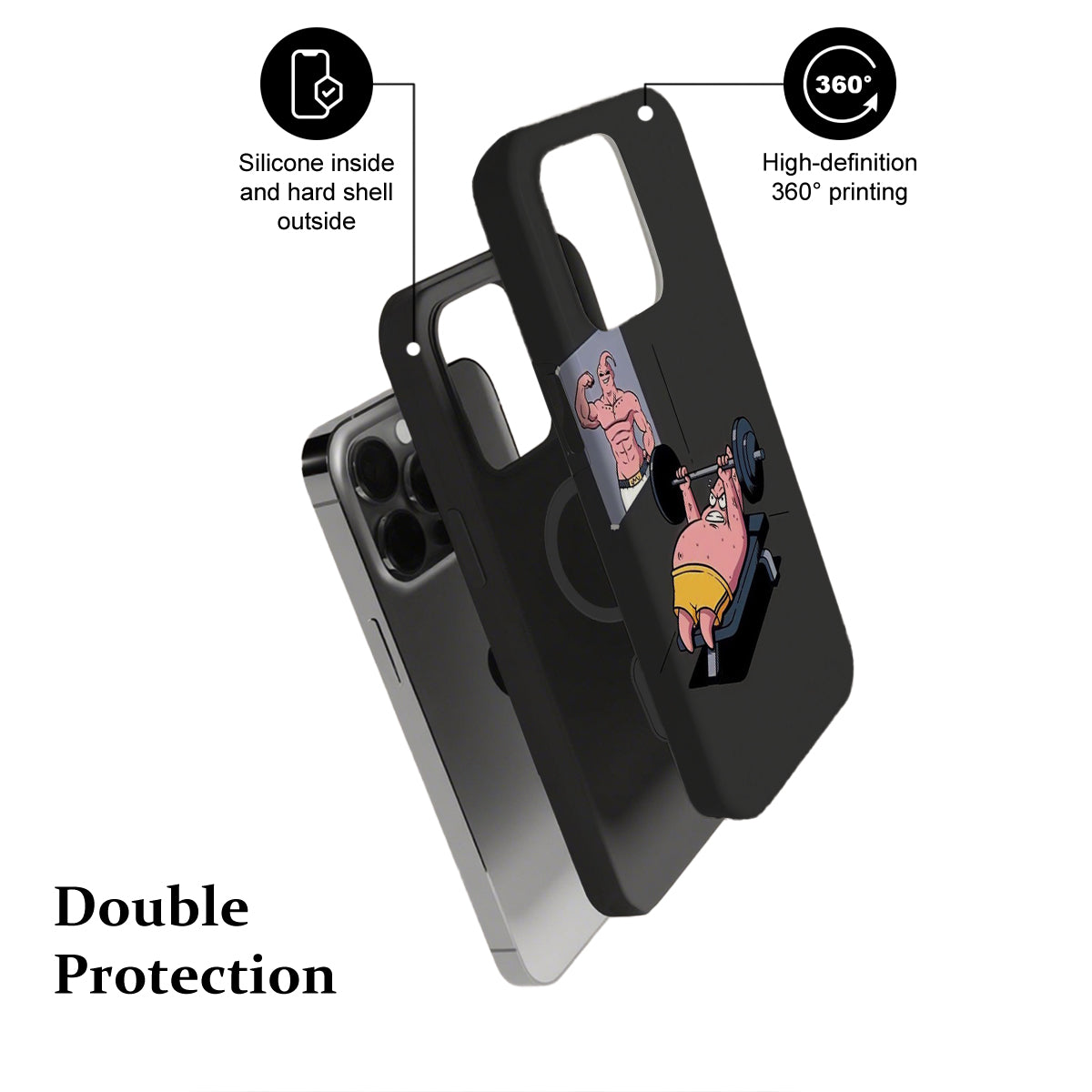 Phone case with cartoon design on a white background