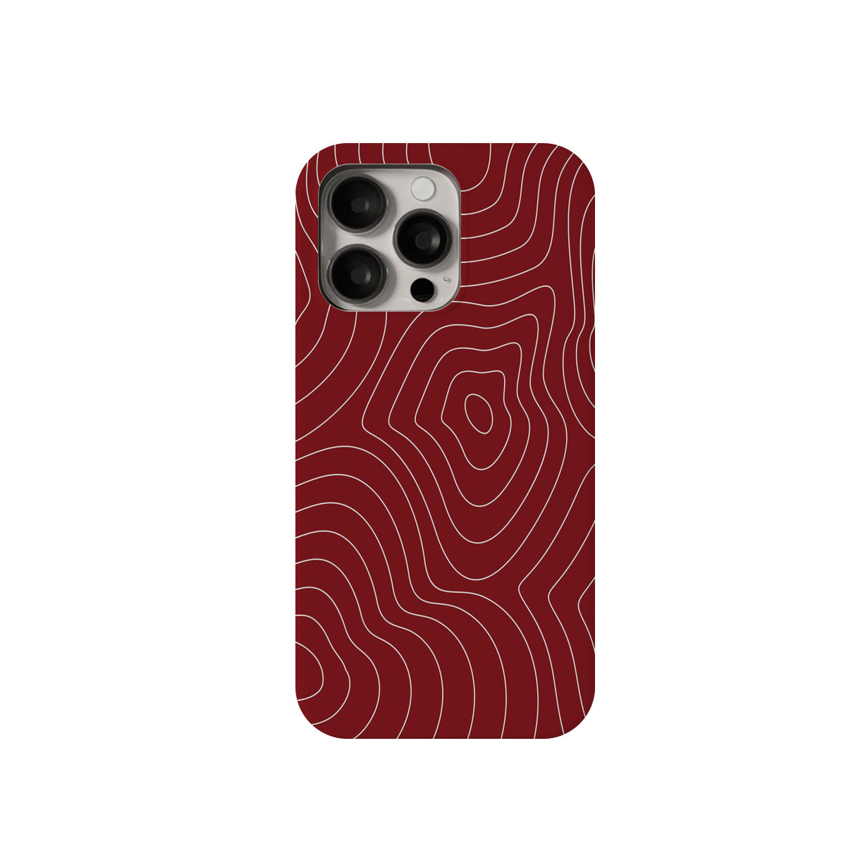 Phone case with red wavy pattern on a white background