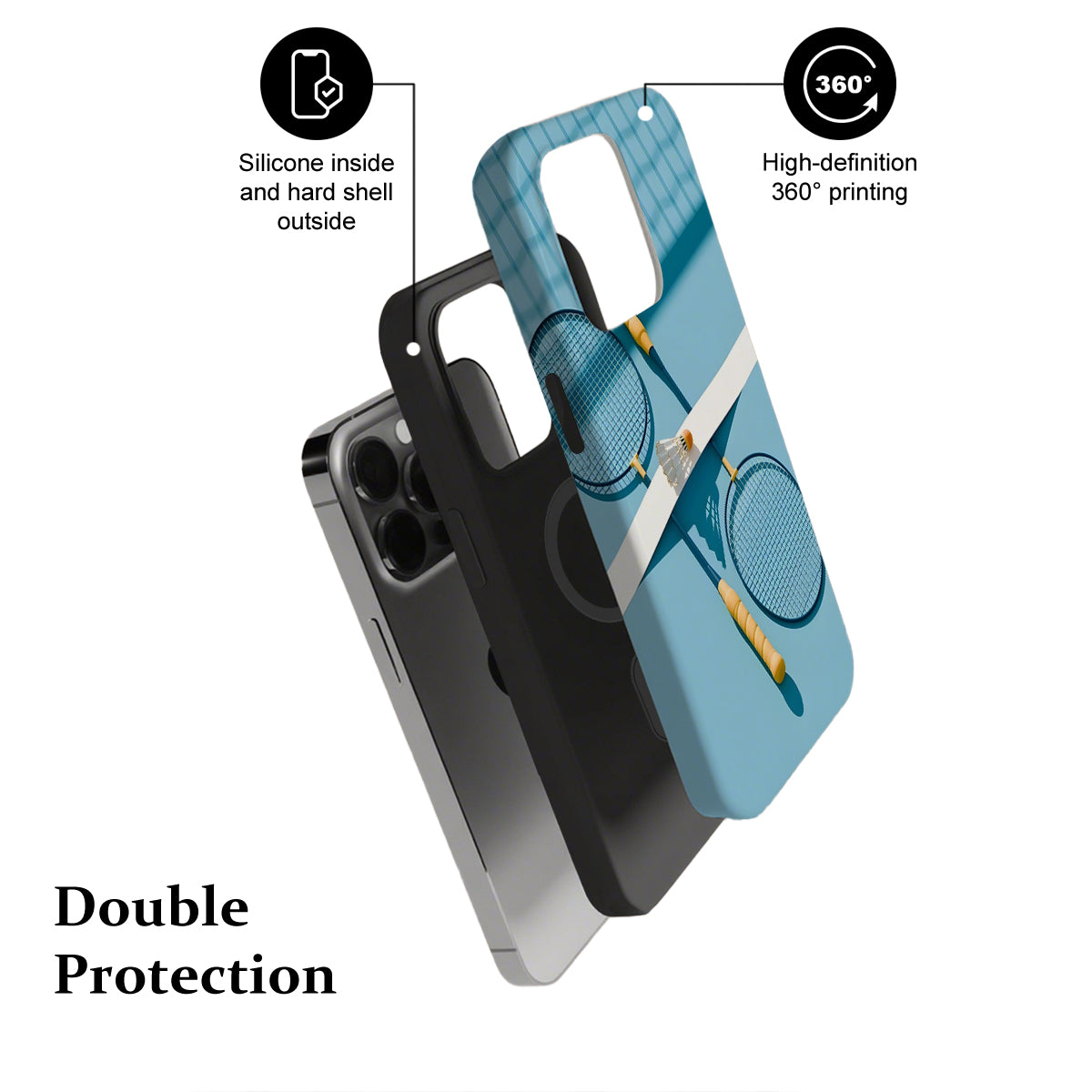 Phone case with text highlighting features on a white background