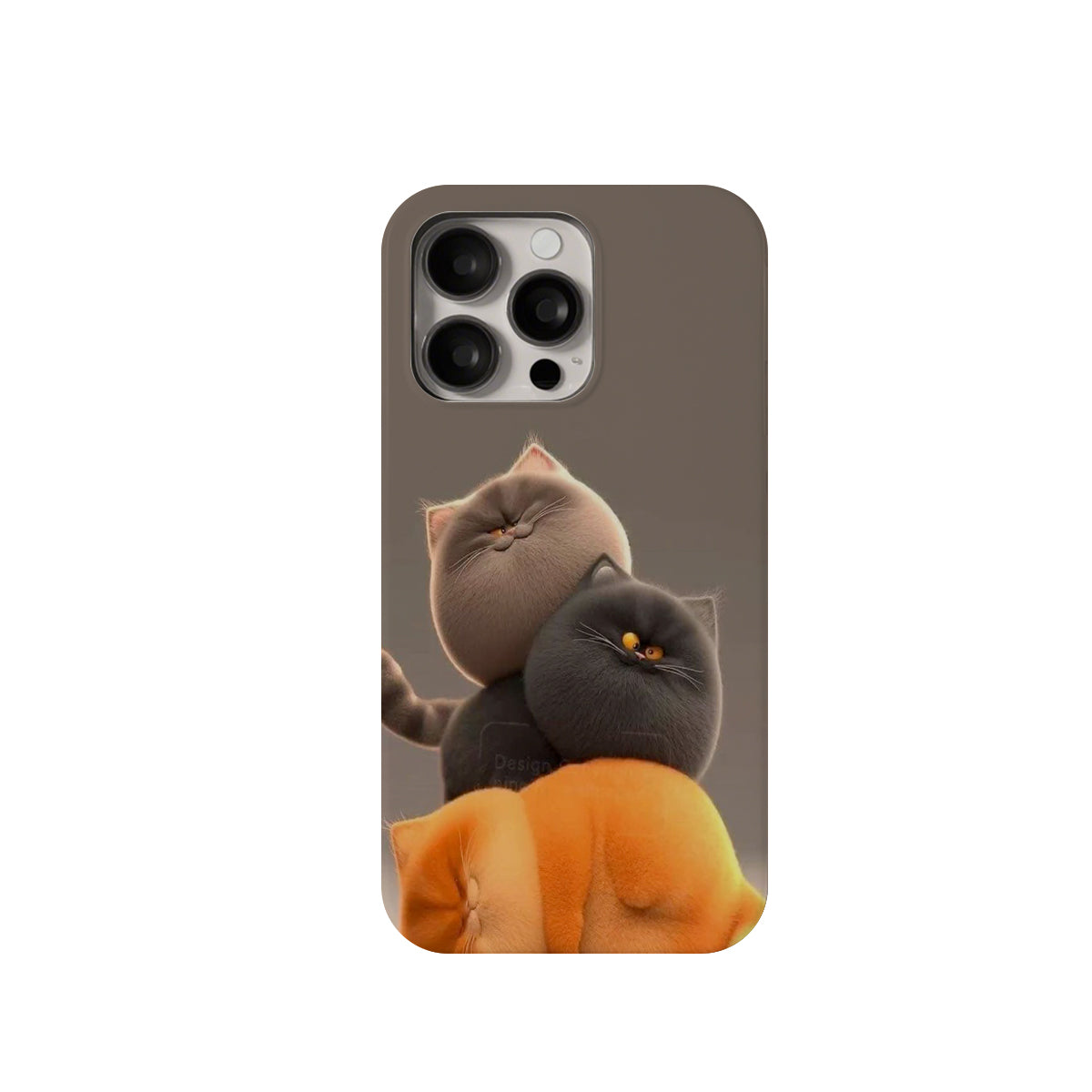 Phone case with two cats design on a plain background