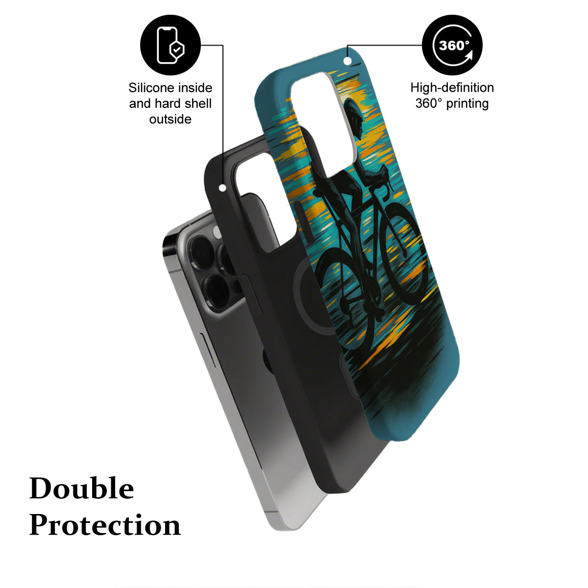 Phone case with text highlighting features on a white background