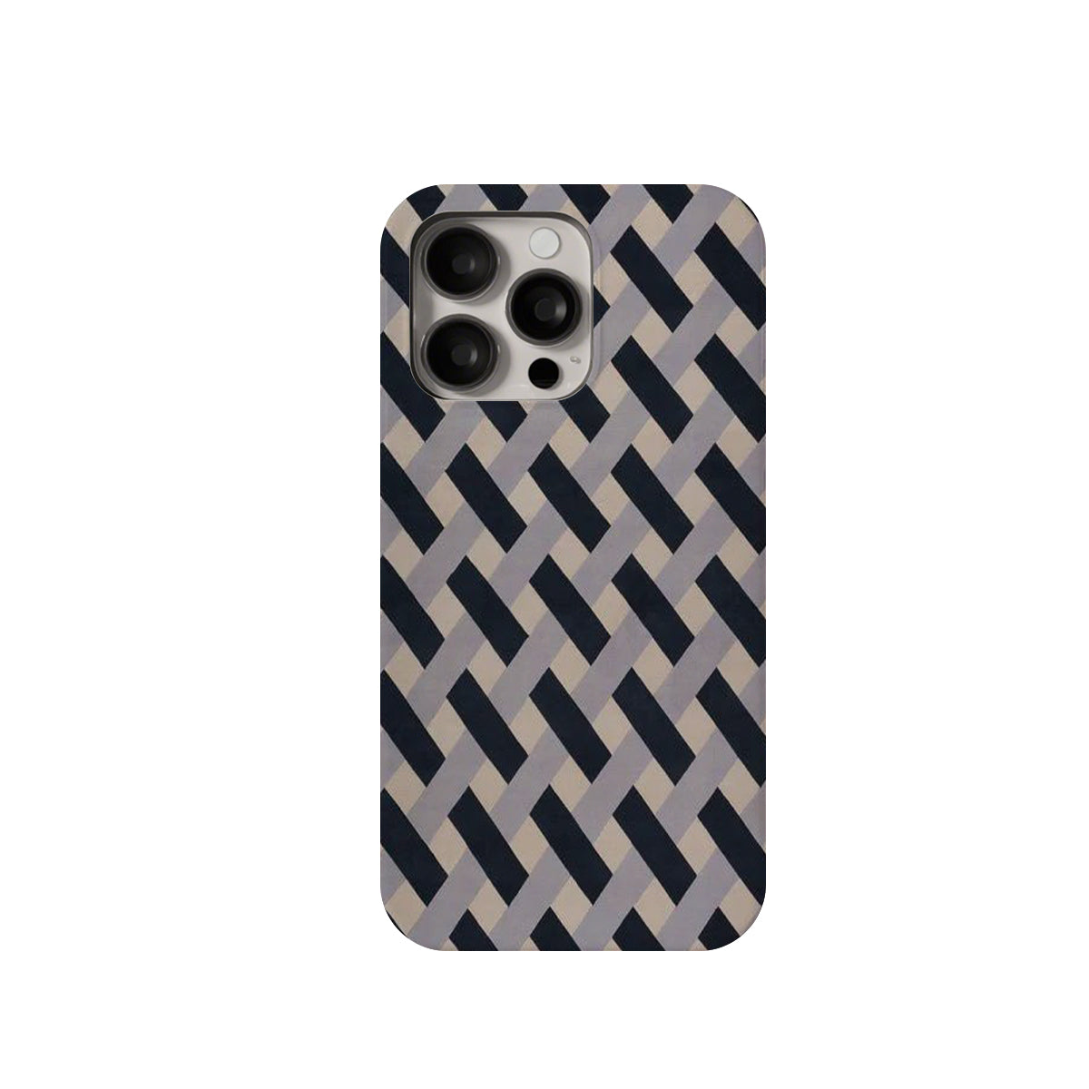 Phone case with geometric pattern on a white background